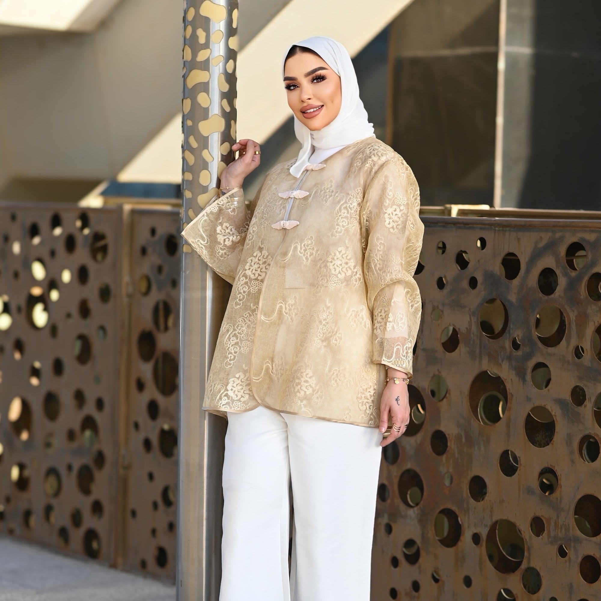 Classic Organza Jacket – Gold Beige