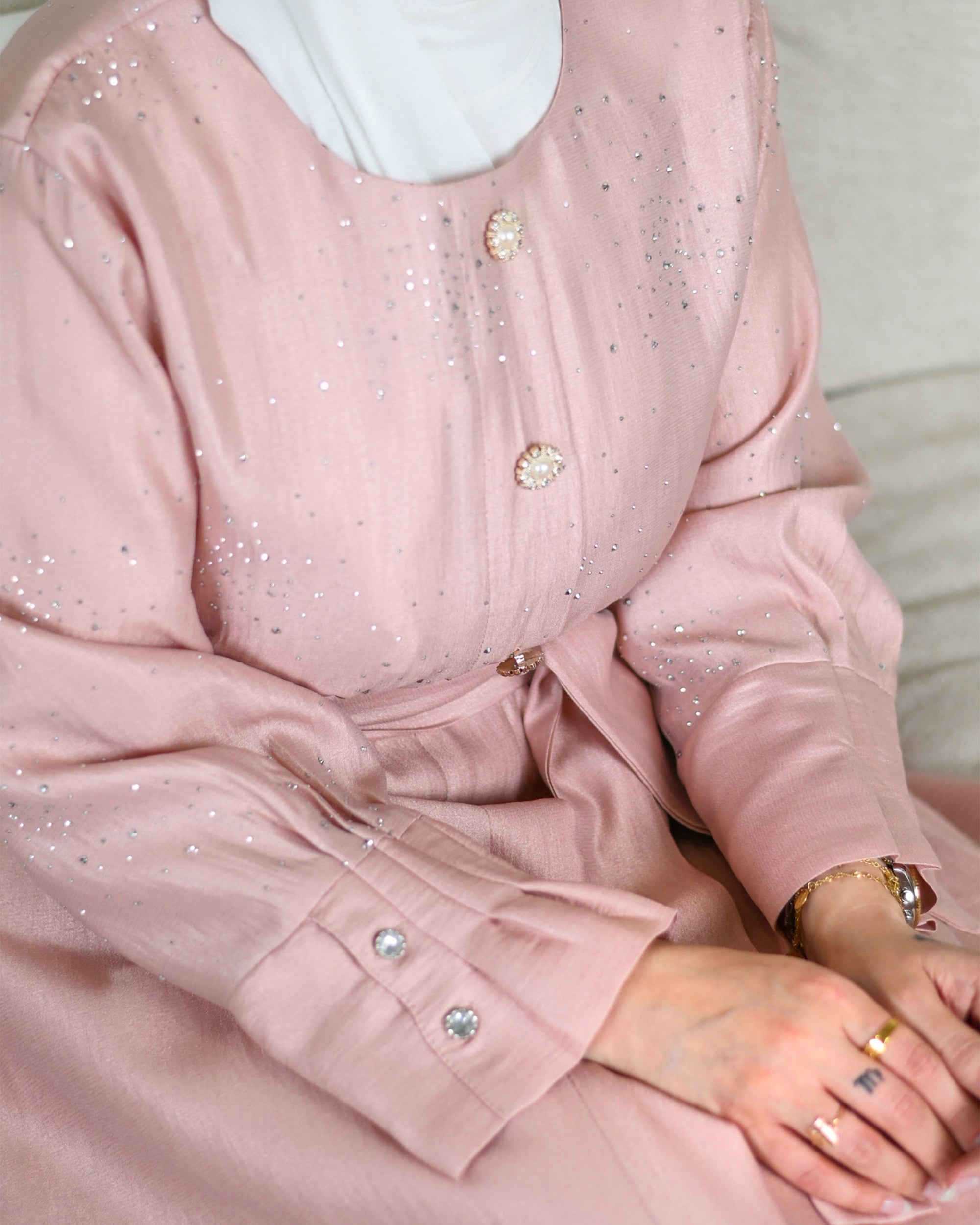 Crystal Shantung Dress – Soft Pink