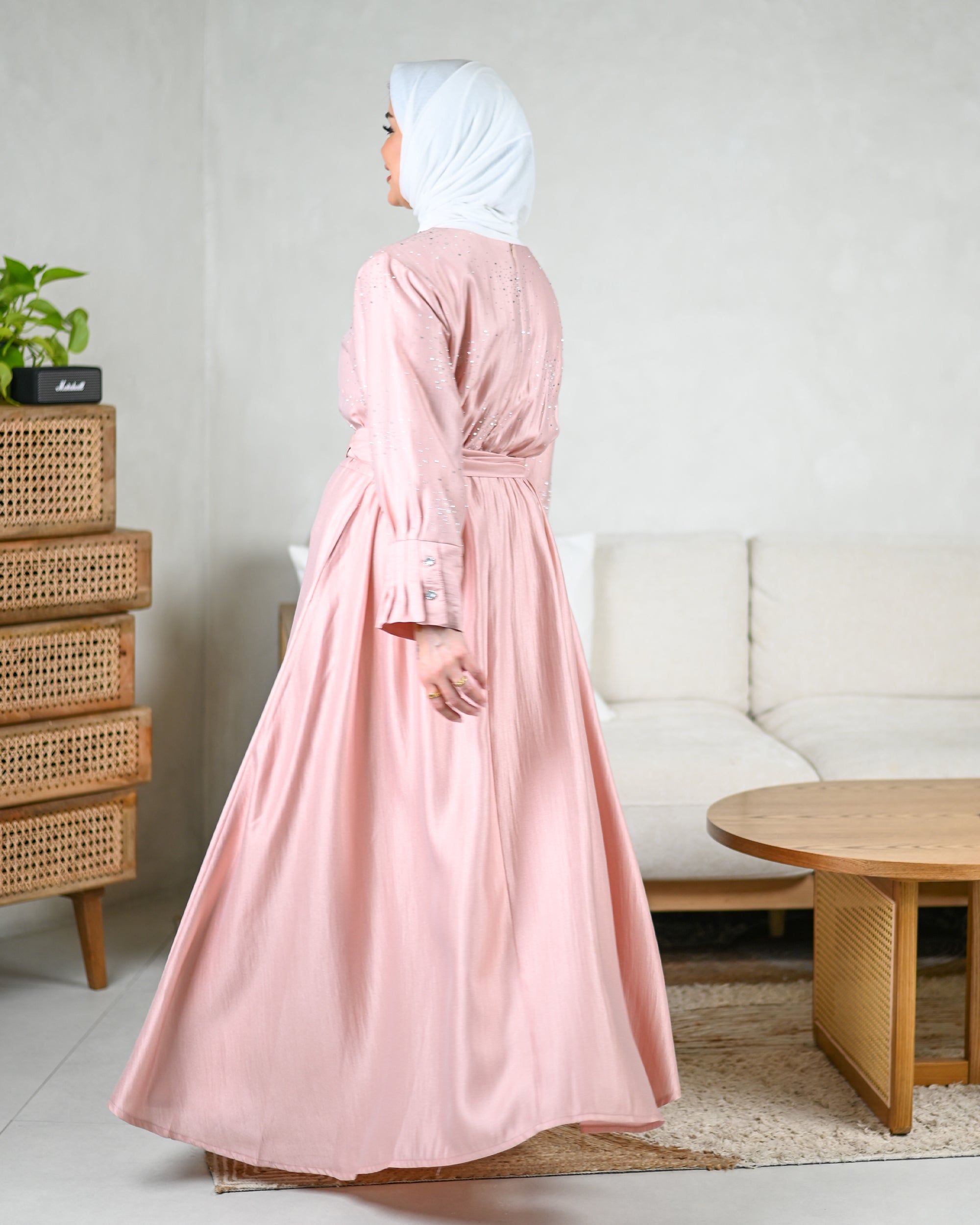 Crystal Shantung Dress – Soft Pink