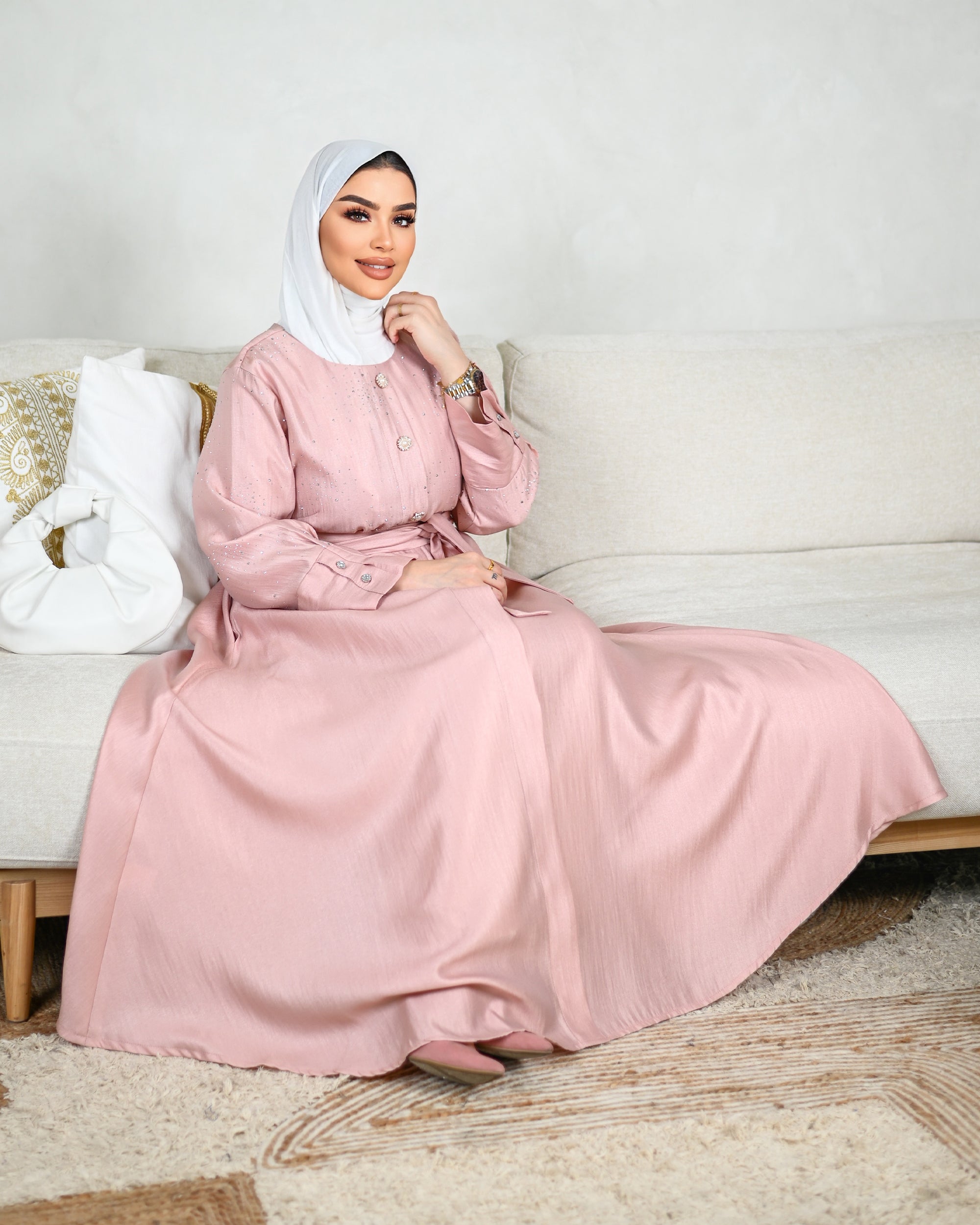 Crystal Shantung Dress – Soft Pink