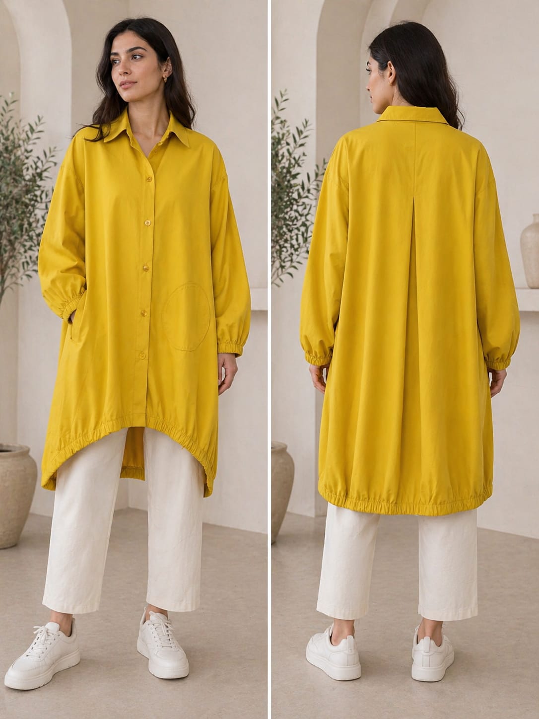 Golden Breeze Poplin Long Shirt – Mustard