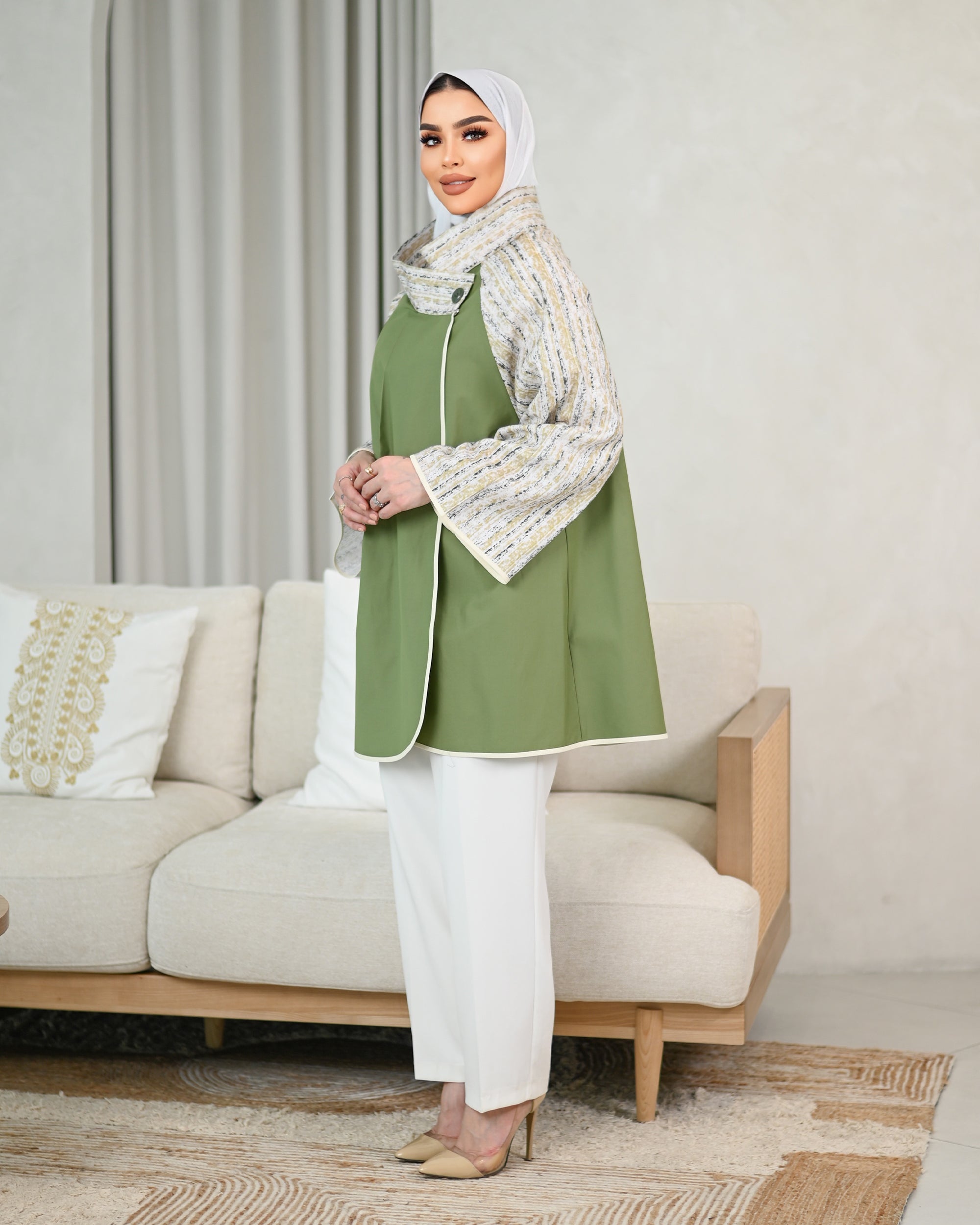 Contrast Poplin Shirt – Green