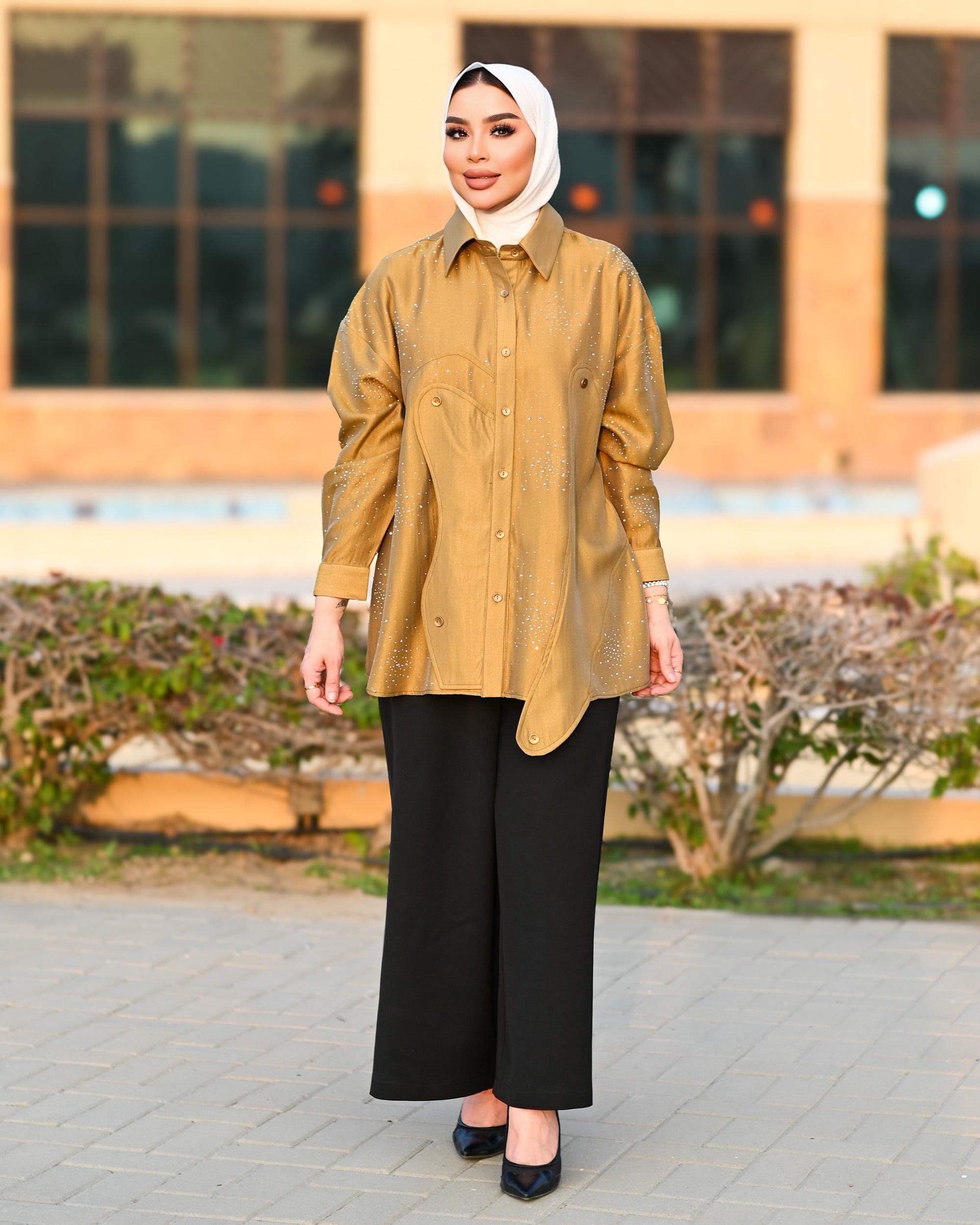 Buttoned Lamé Shirt – Gold