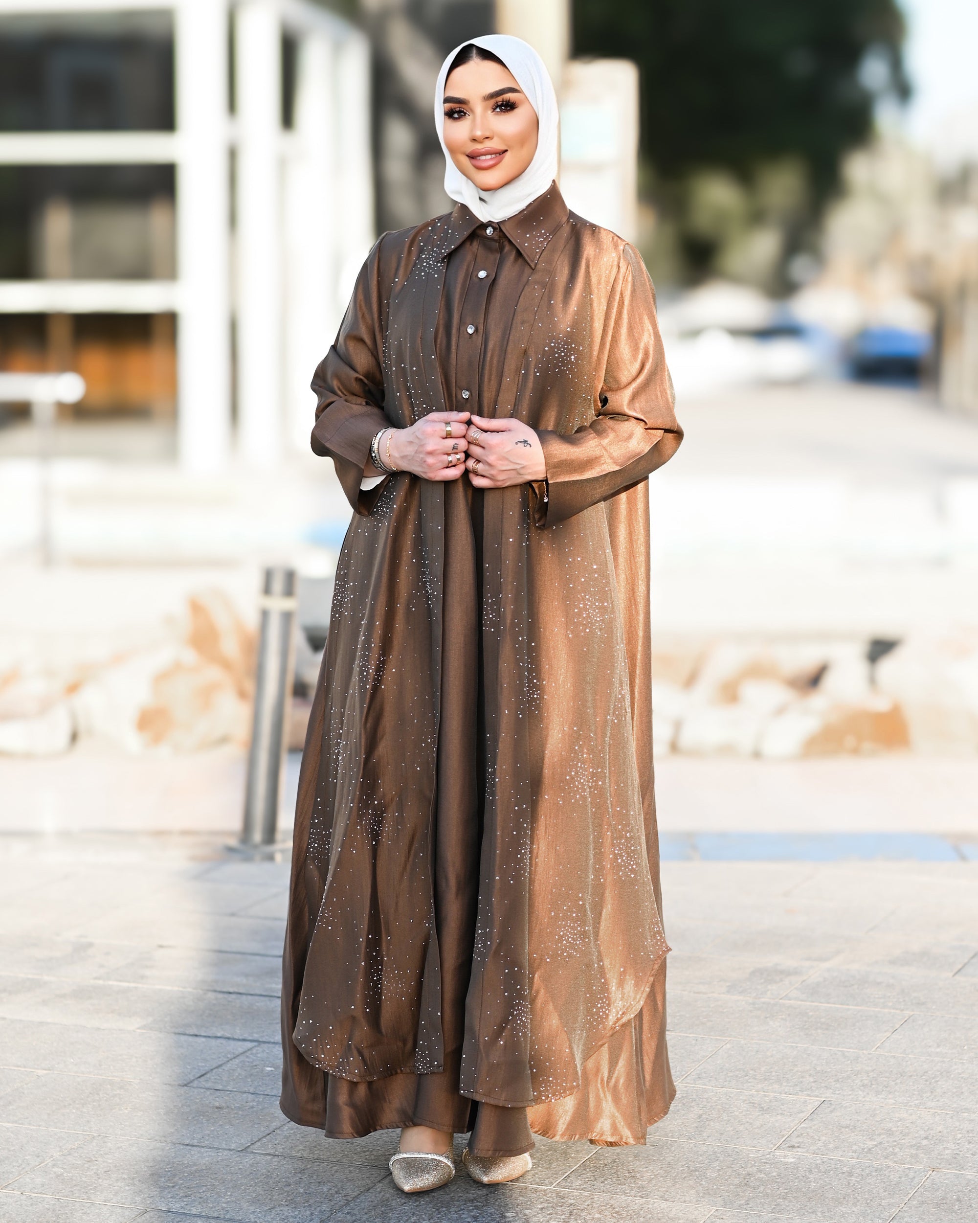 Crystal Lamé Dress – Brown