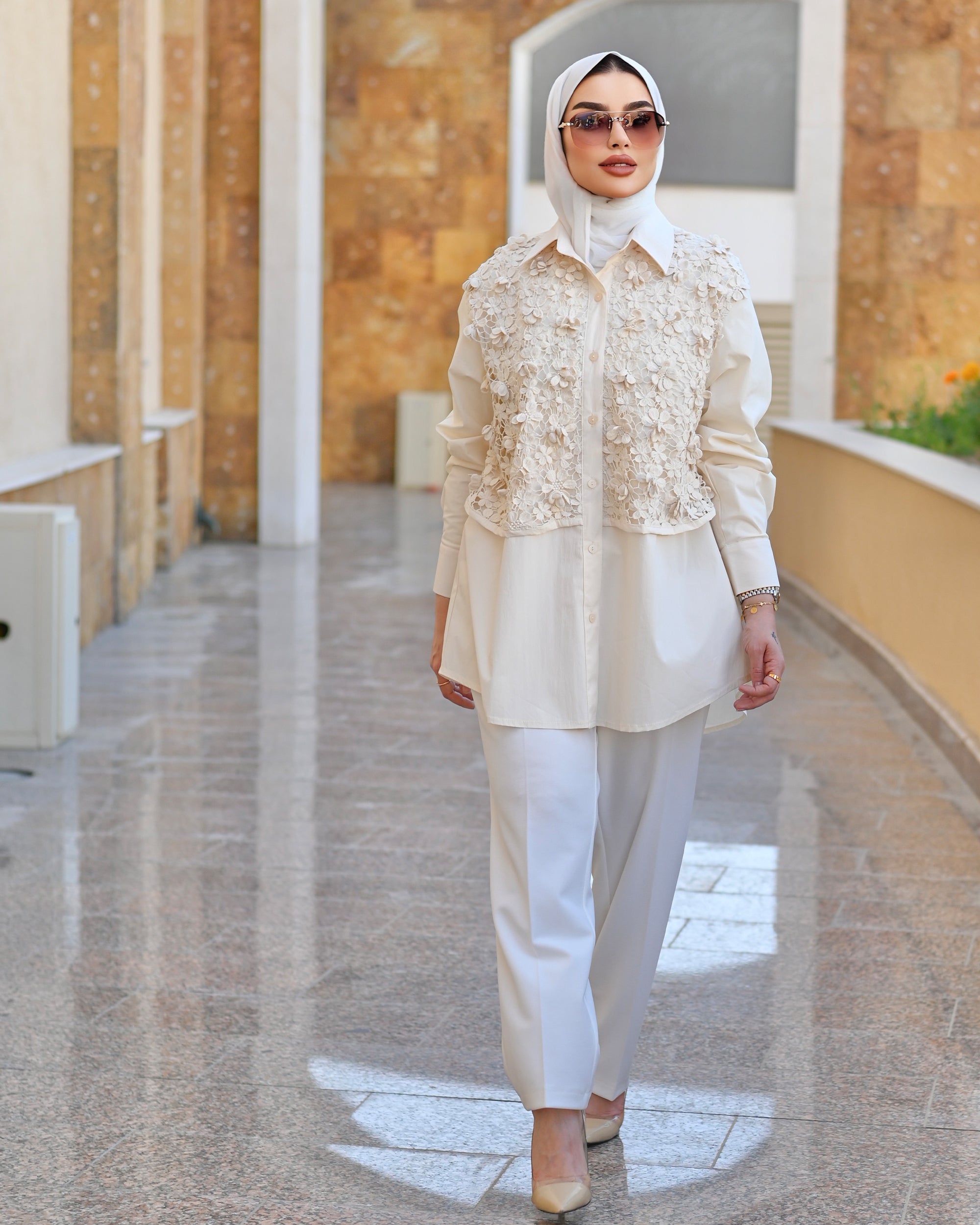 Floral Parachute Shirt – Cream