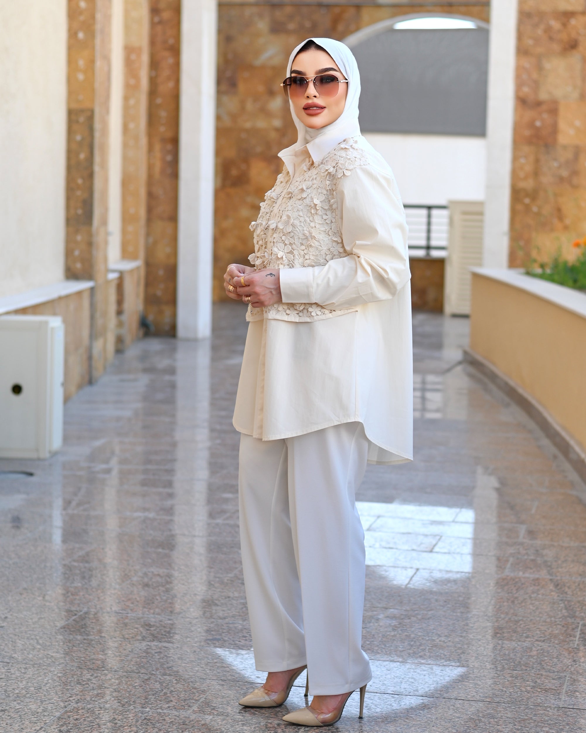 Floral Parachute Shirt – Cream