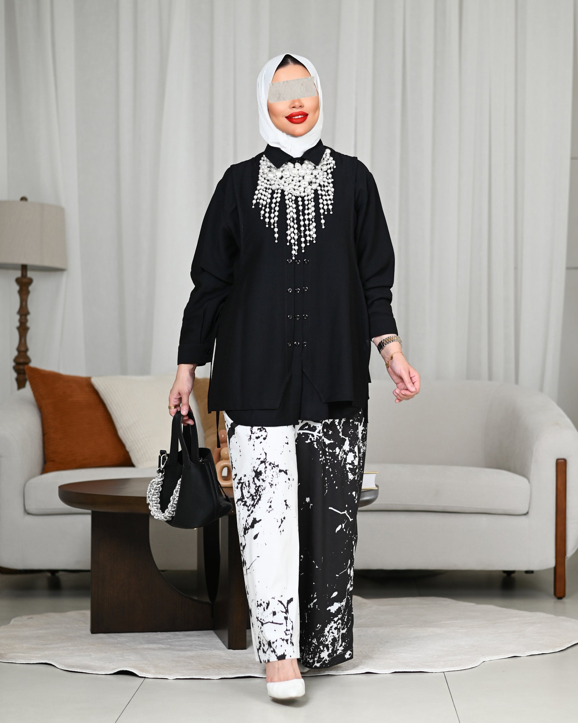 Monochrome Splash Poplin Pants