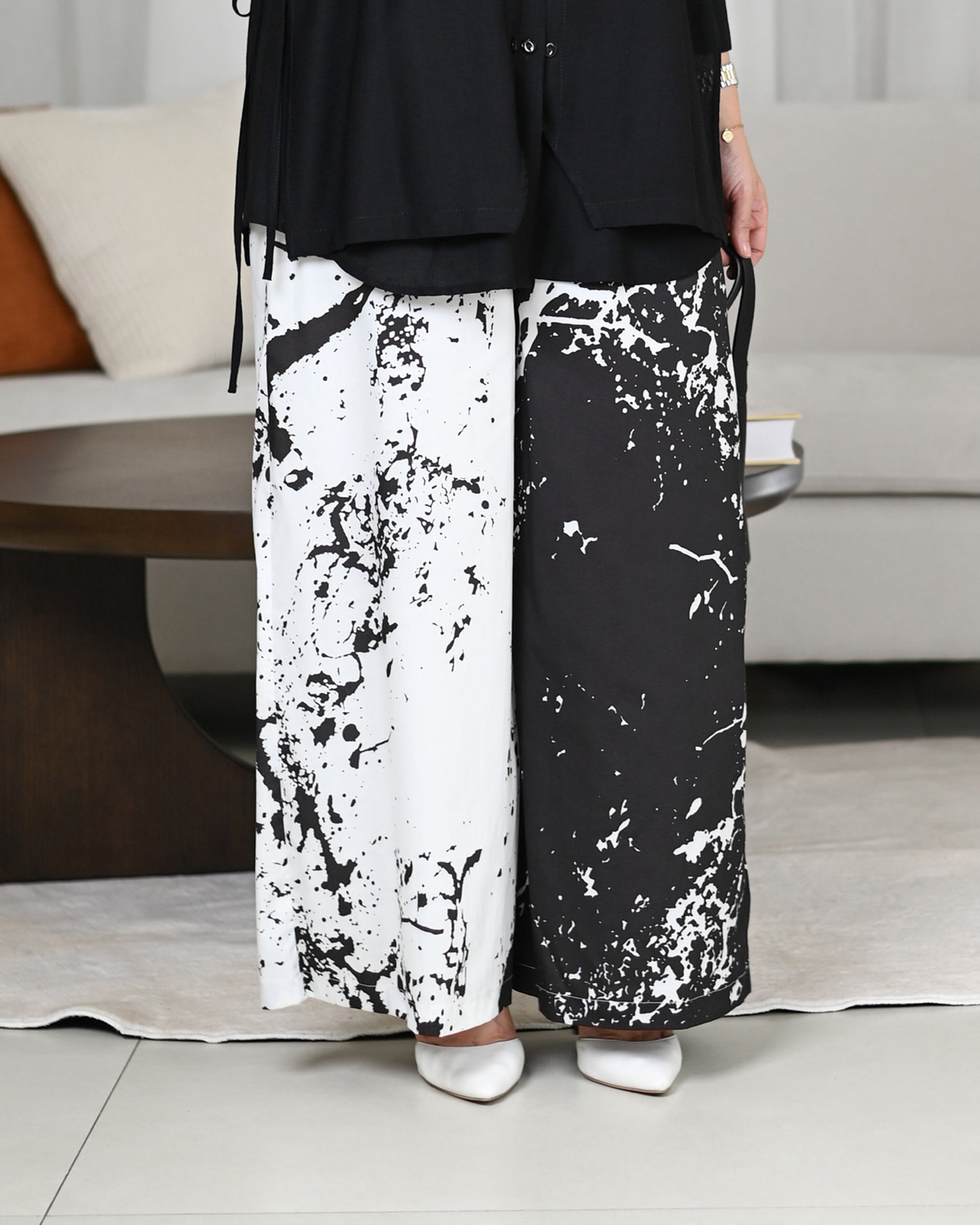 Monochrome Splash Poplin Pants