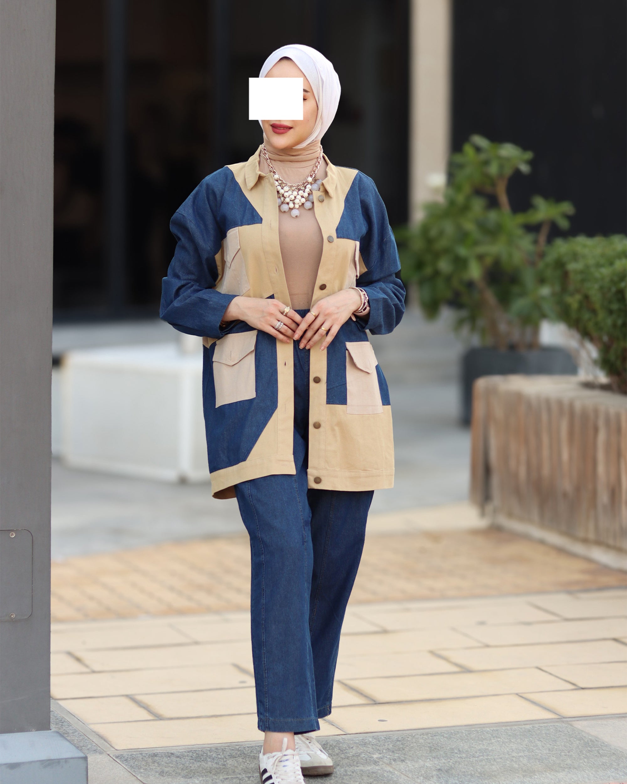 Two-Tone Utility Denim Jacket