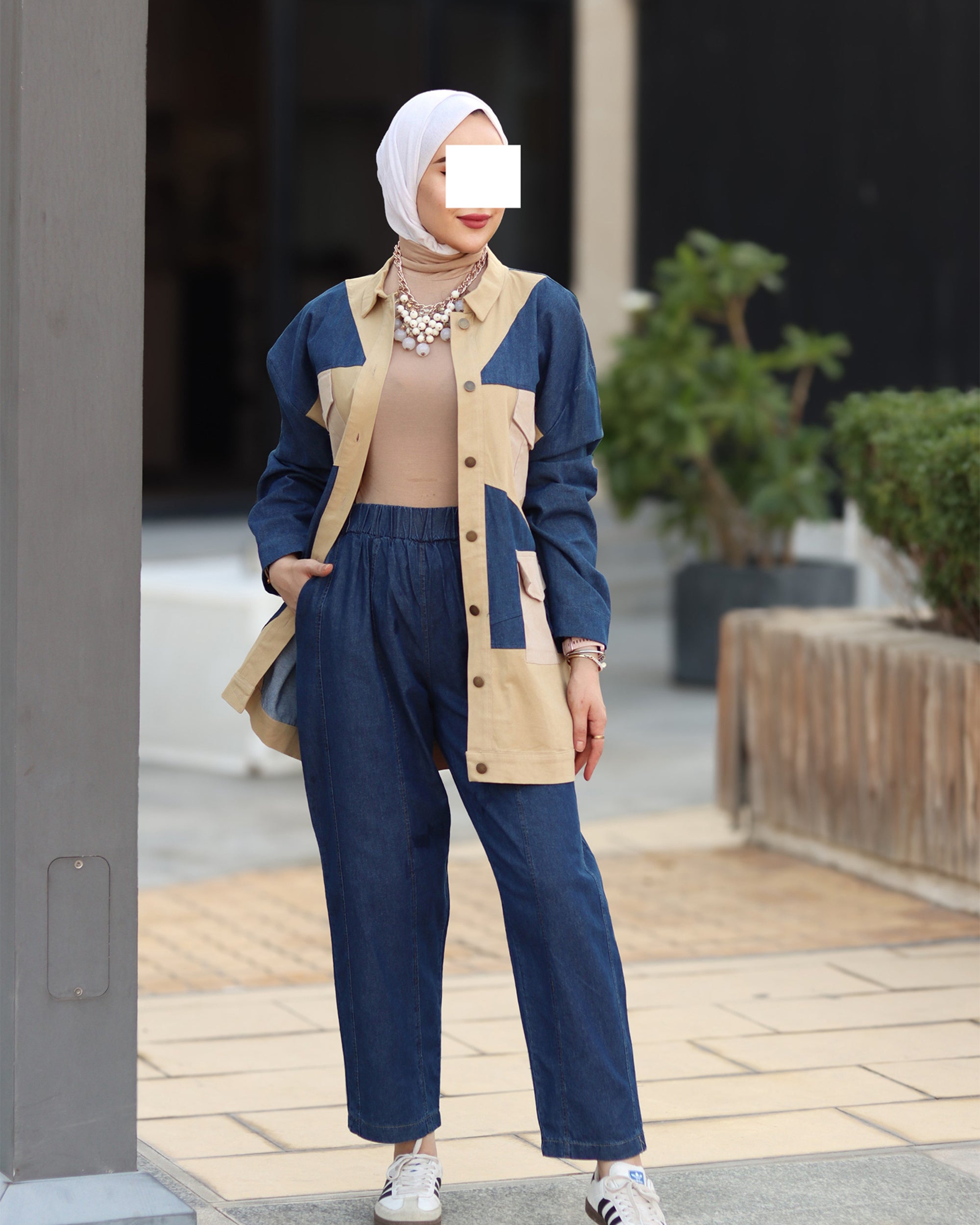 Two-Tone Utility Denim Jacket