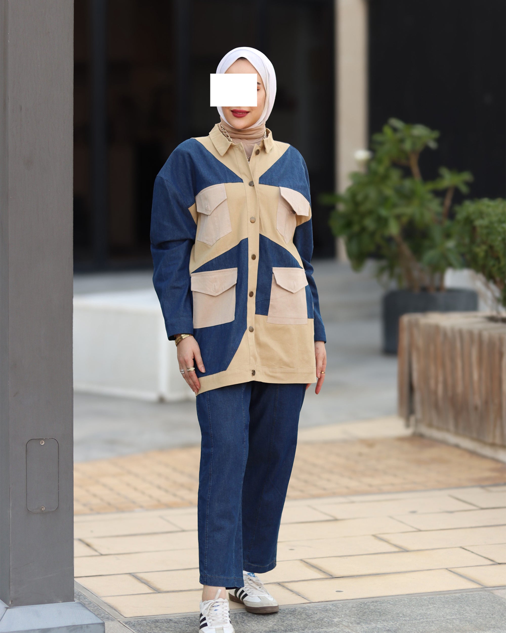 Two-Tone Utility Denim Jacket
