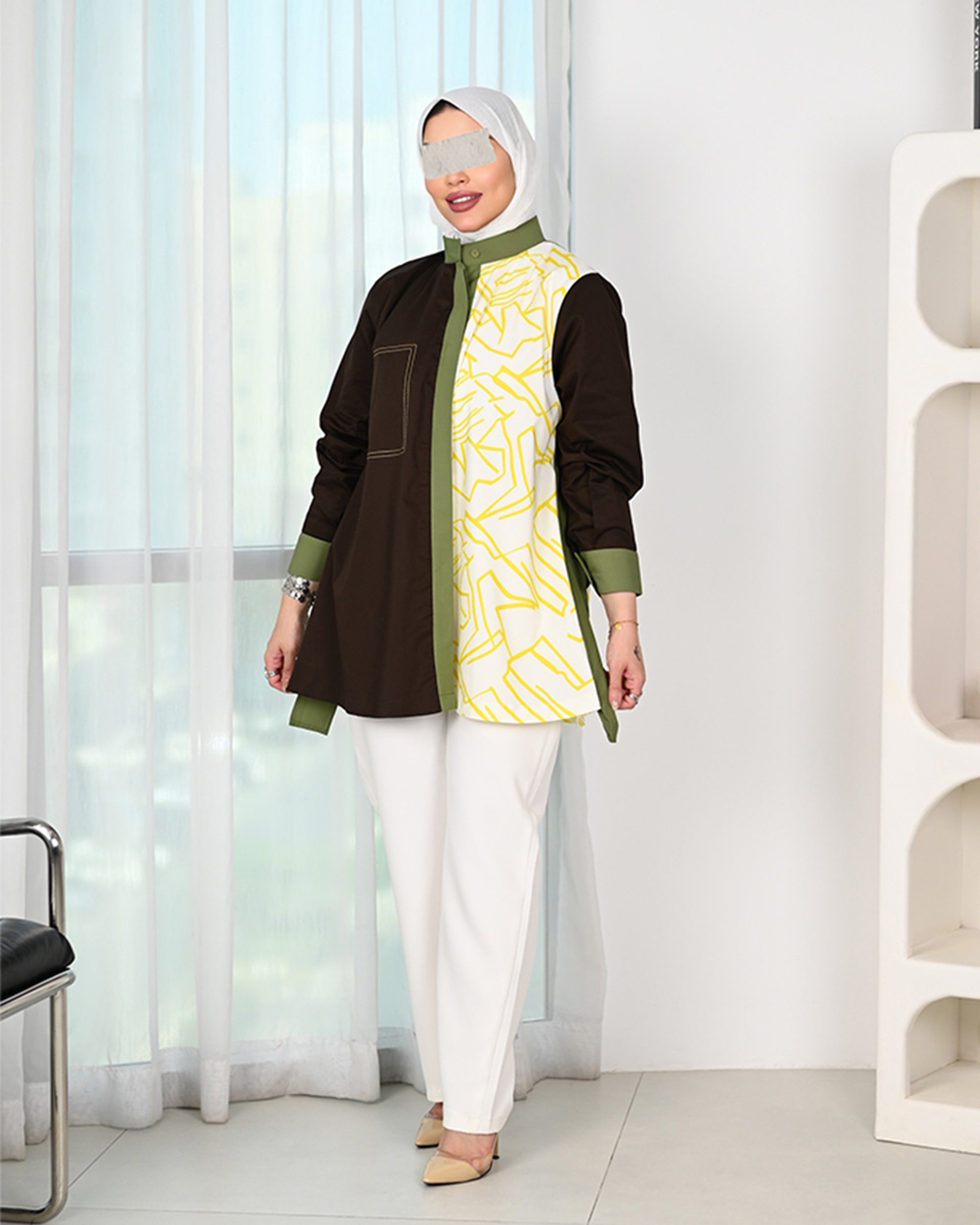 Dual Tone Poplin Statement Shirt