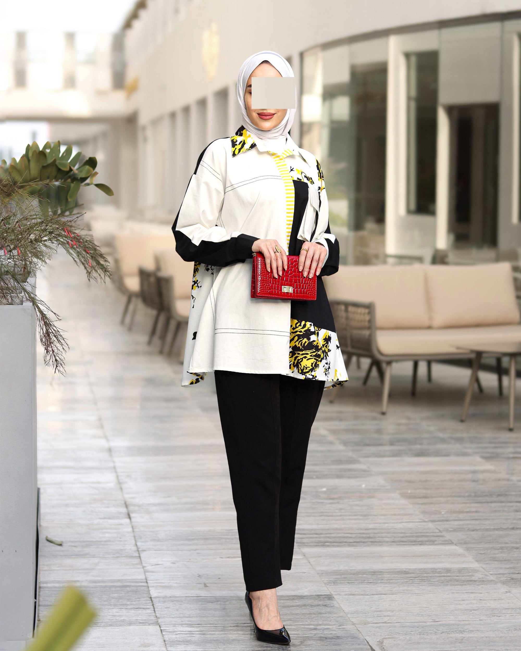 Contrast Print Poplin Shirt