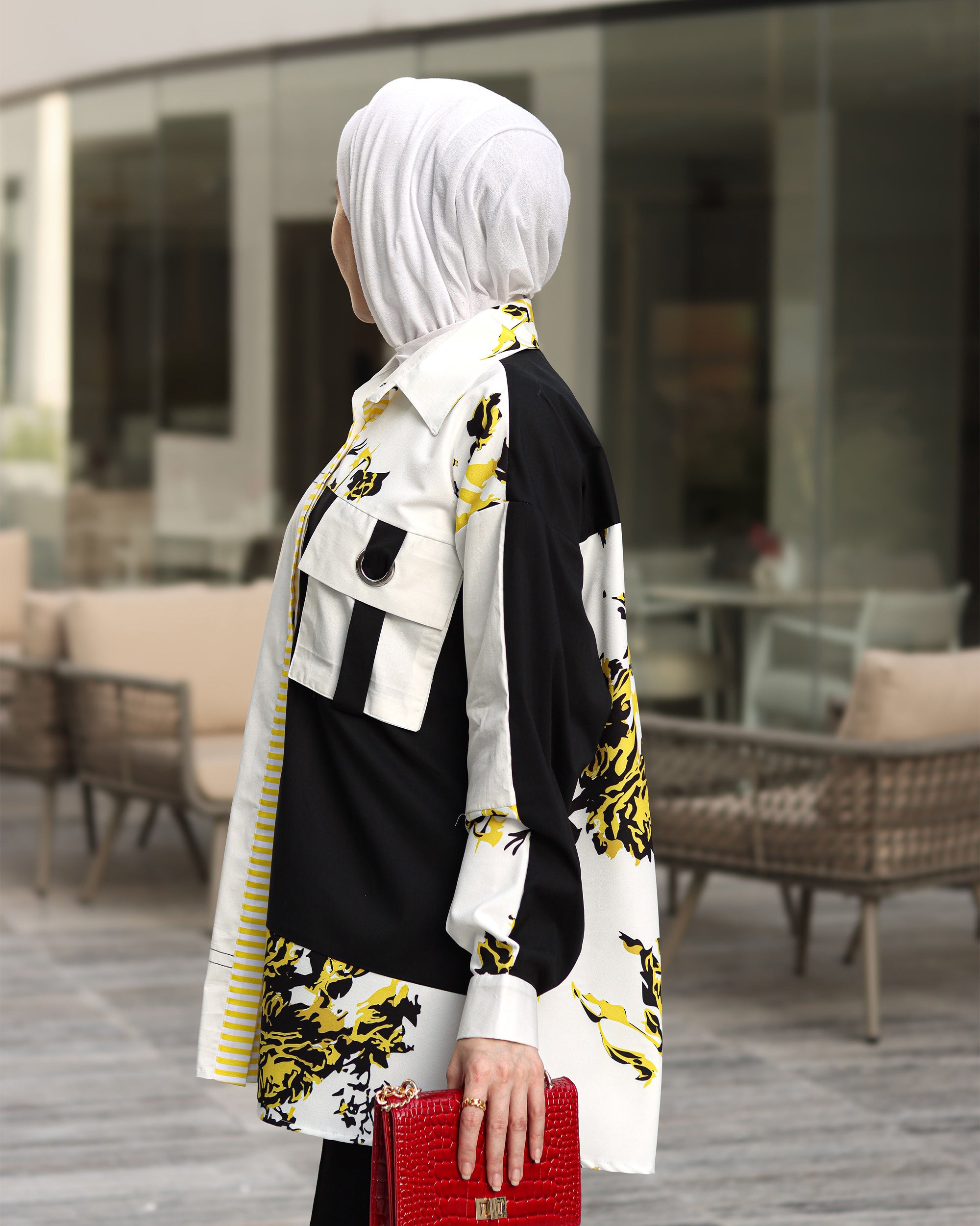 Contrast Print Poplin Shirt