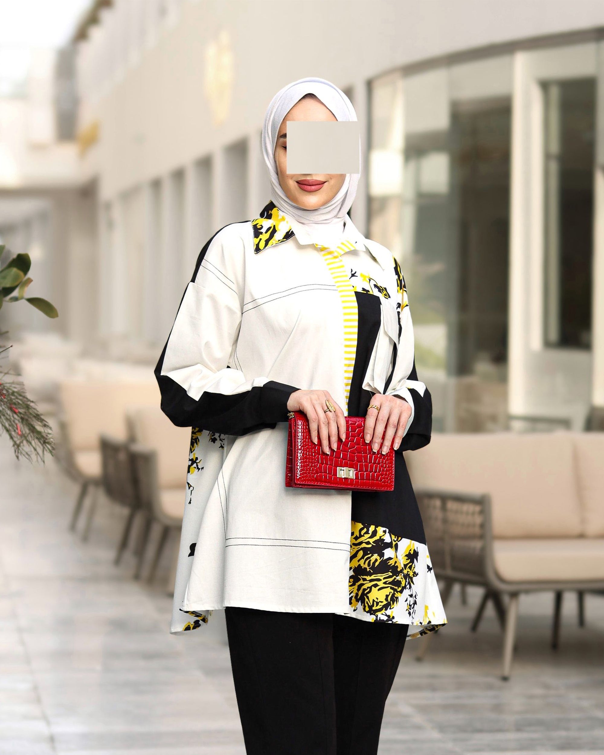Contrast Print Poplin Shirt