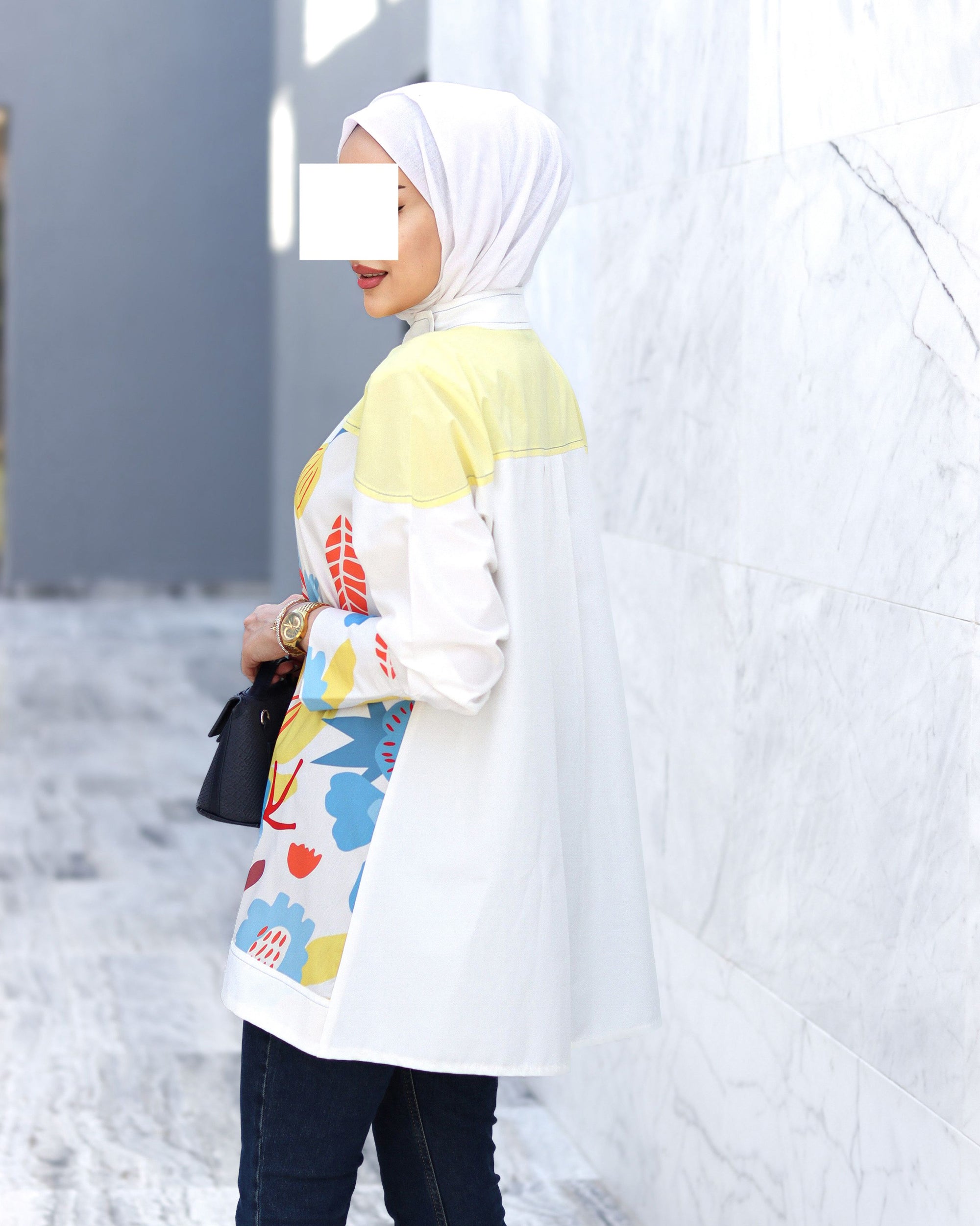 Colorblock Floral Poplin Shirt