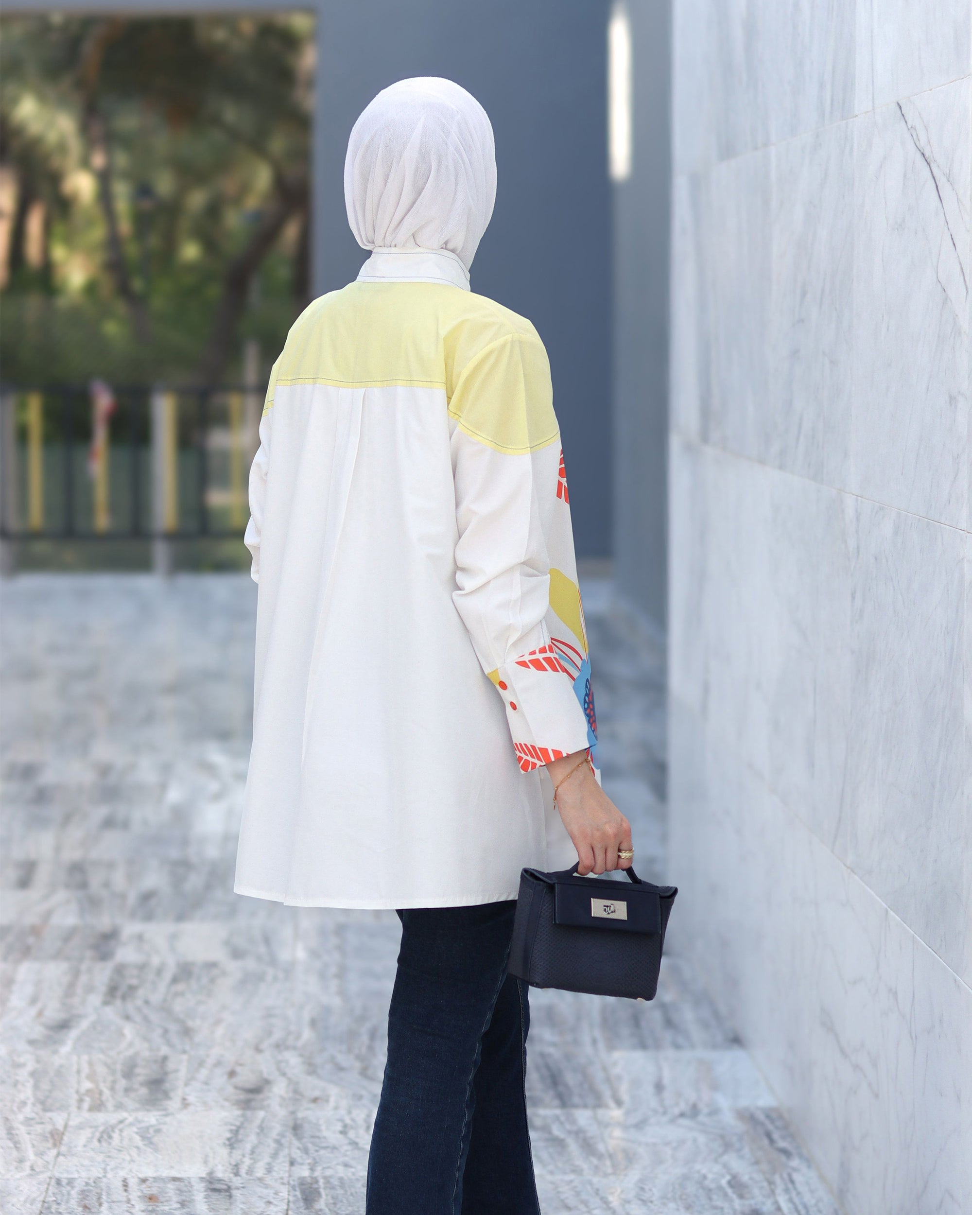 Colorblock Floral Poplin Shirt