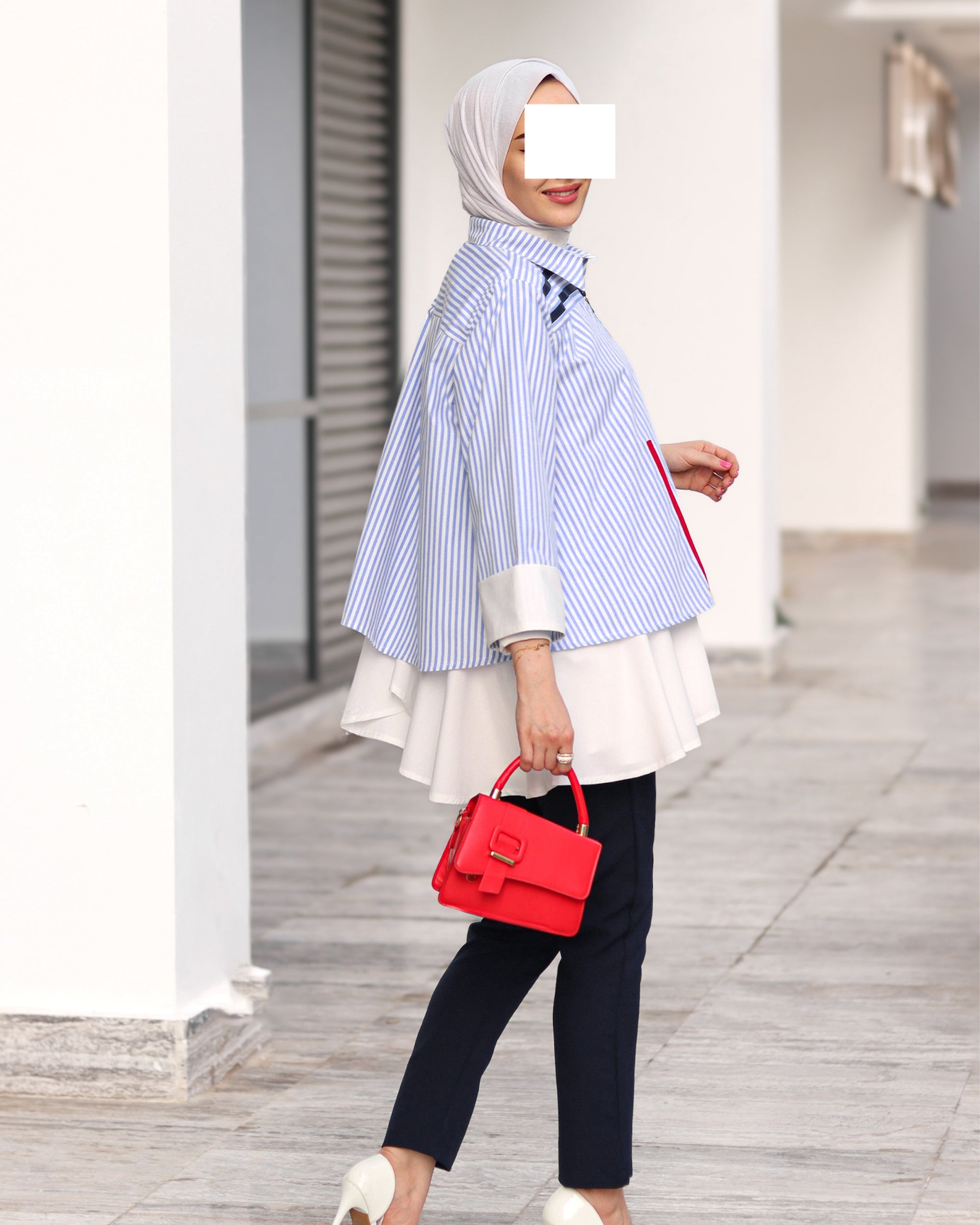 Striped Zip Poplin Jacket