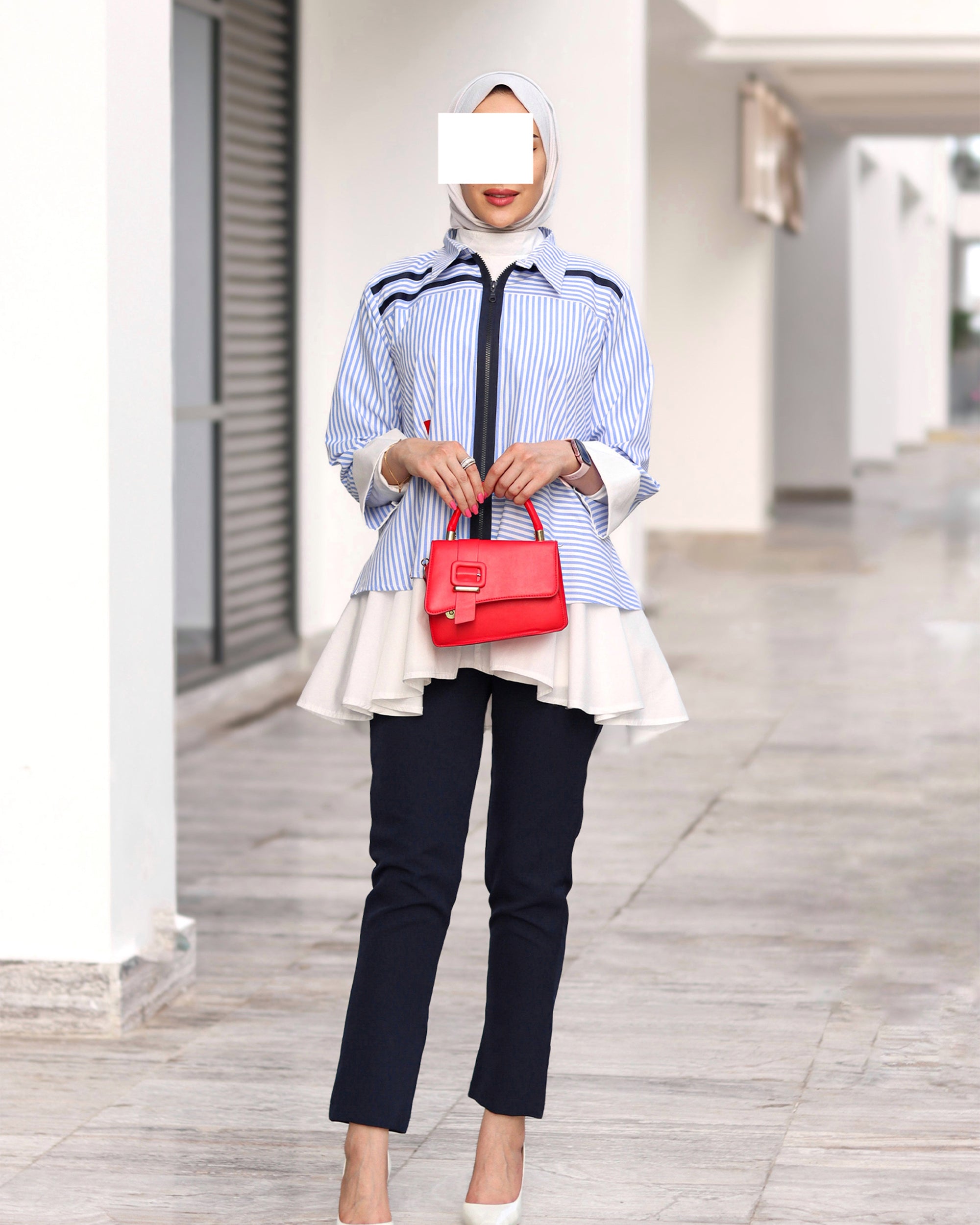 Striped Zip Poplin Jacket