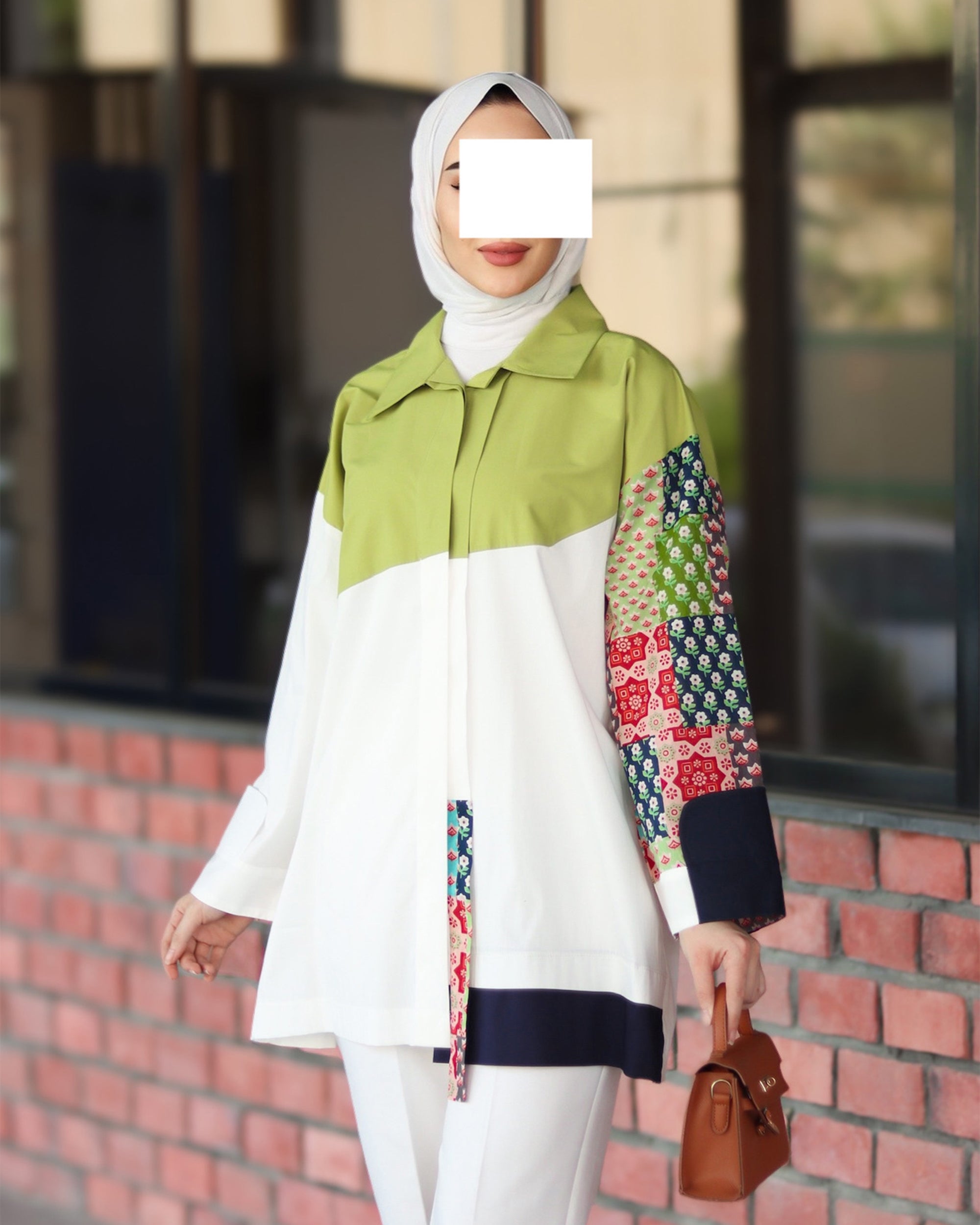 Colorblock Patchwork Poplin Shirt