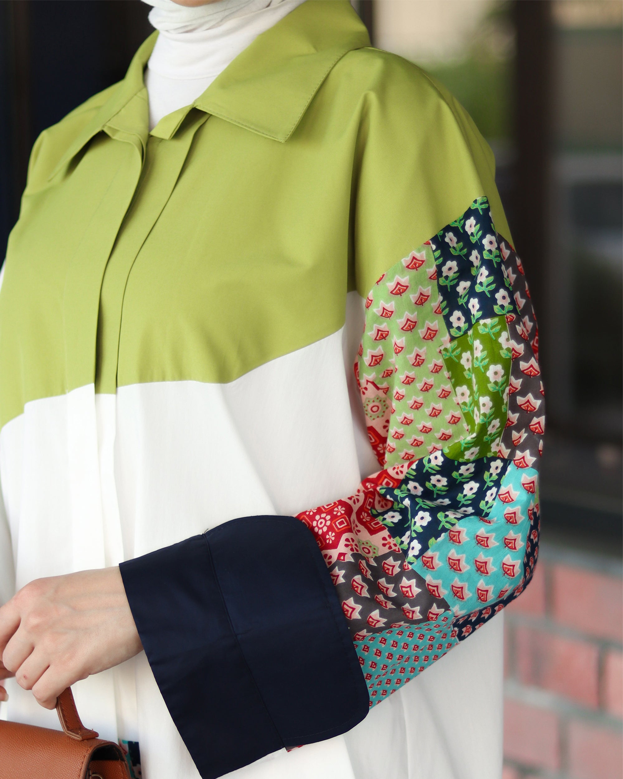 Colorblock Patchwork Poplin Shirt