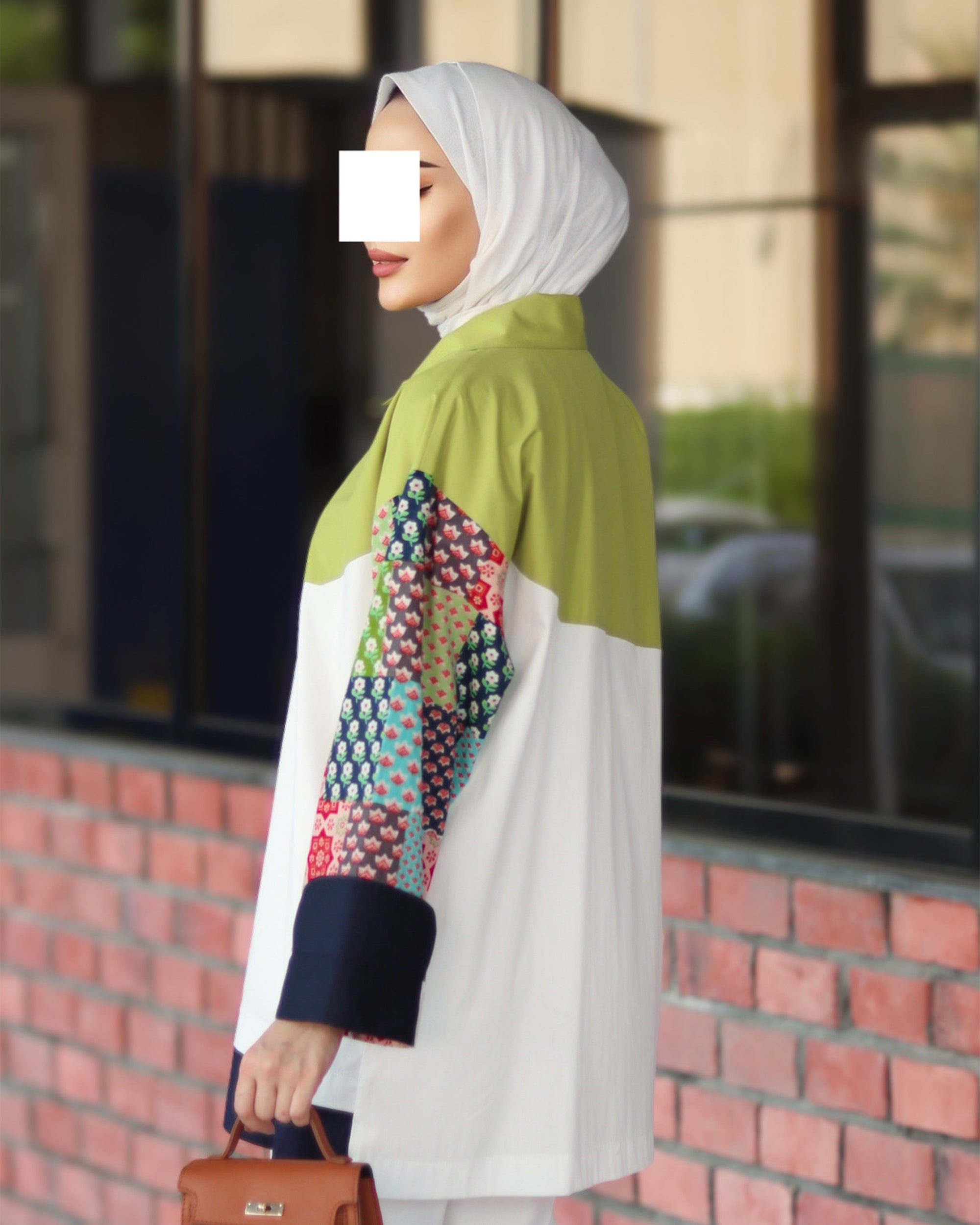 Colorblock Patchwork Poplin Shirt