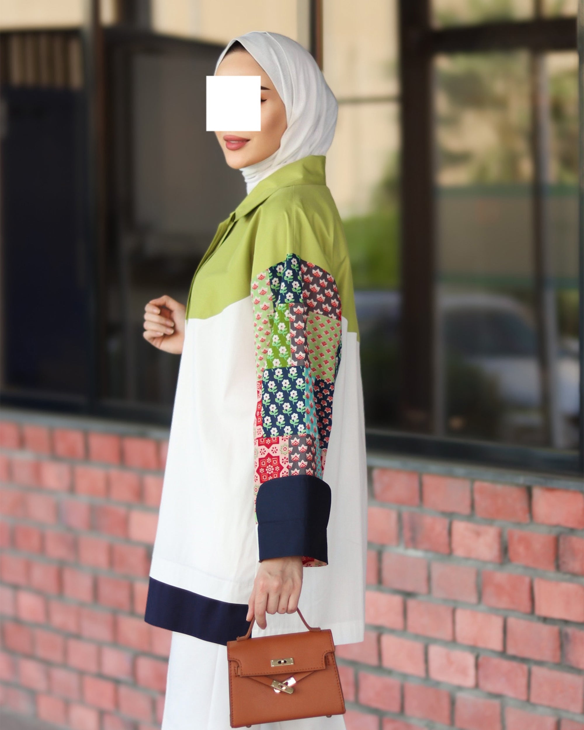Colorblock Patchwork Poplin Shirt