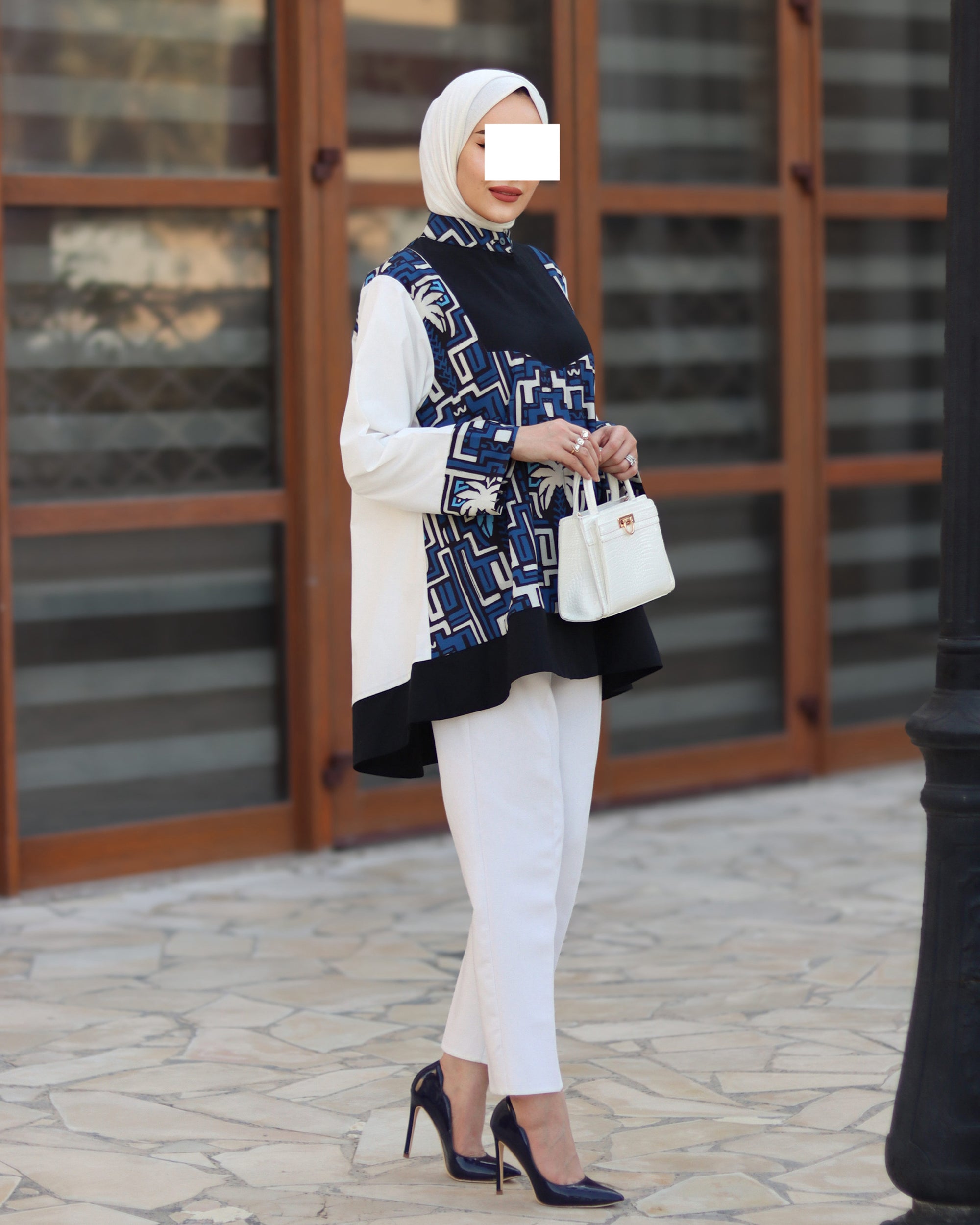 Geometric Palm Poplin Shirt
