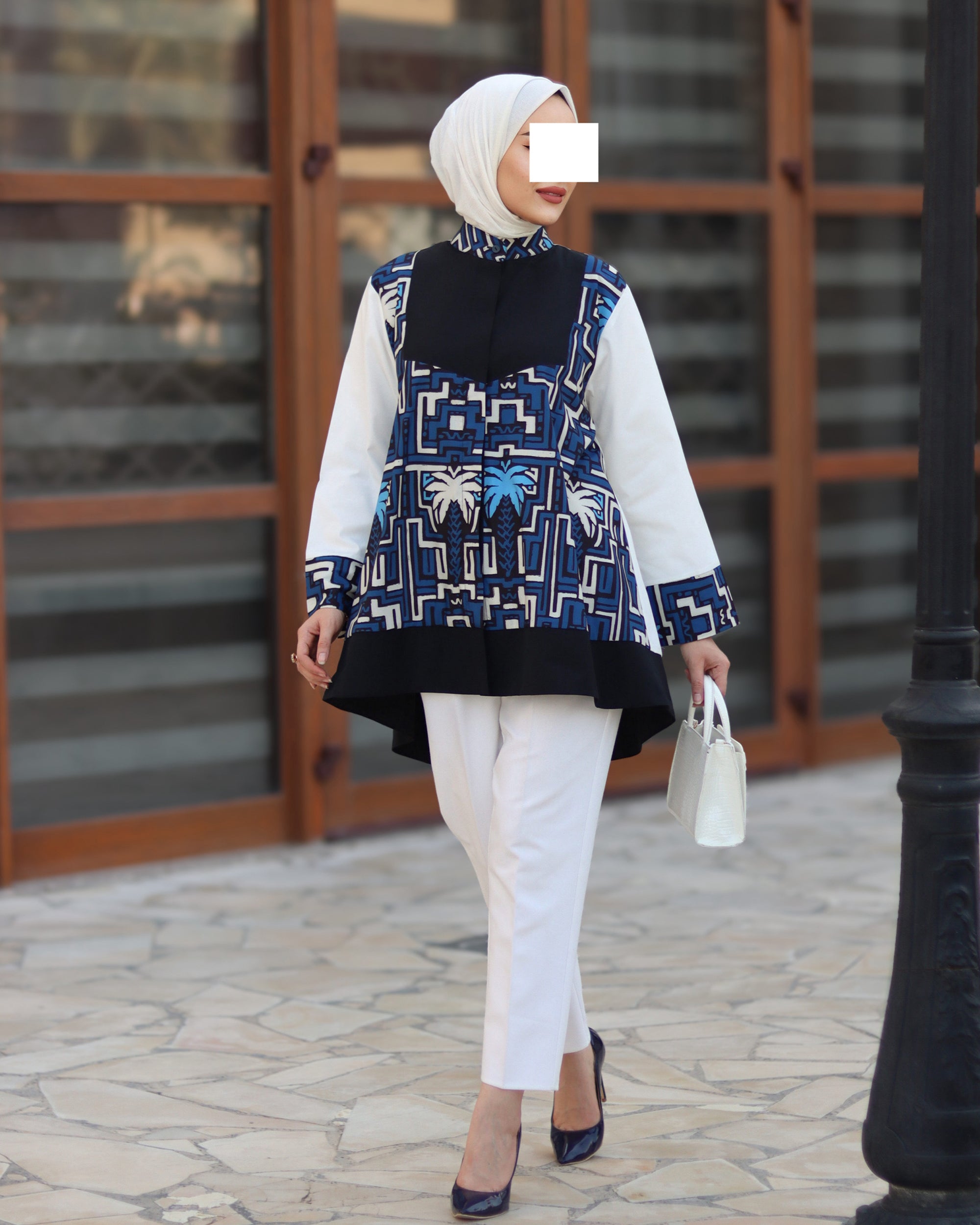 Geometric Palm Poplin Shirt