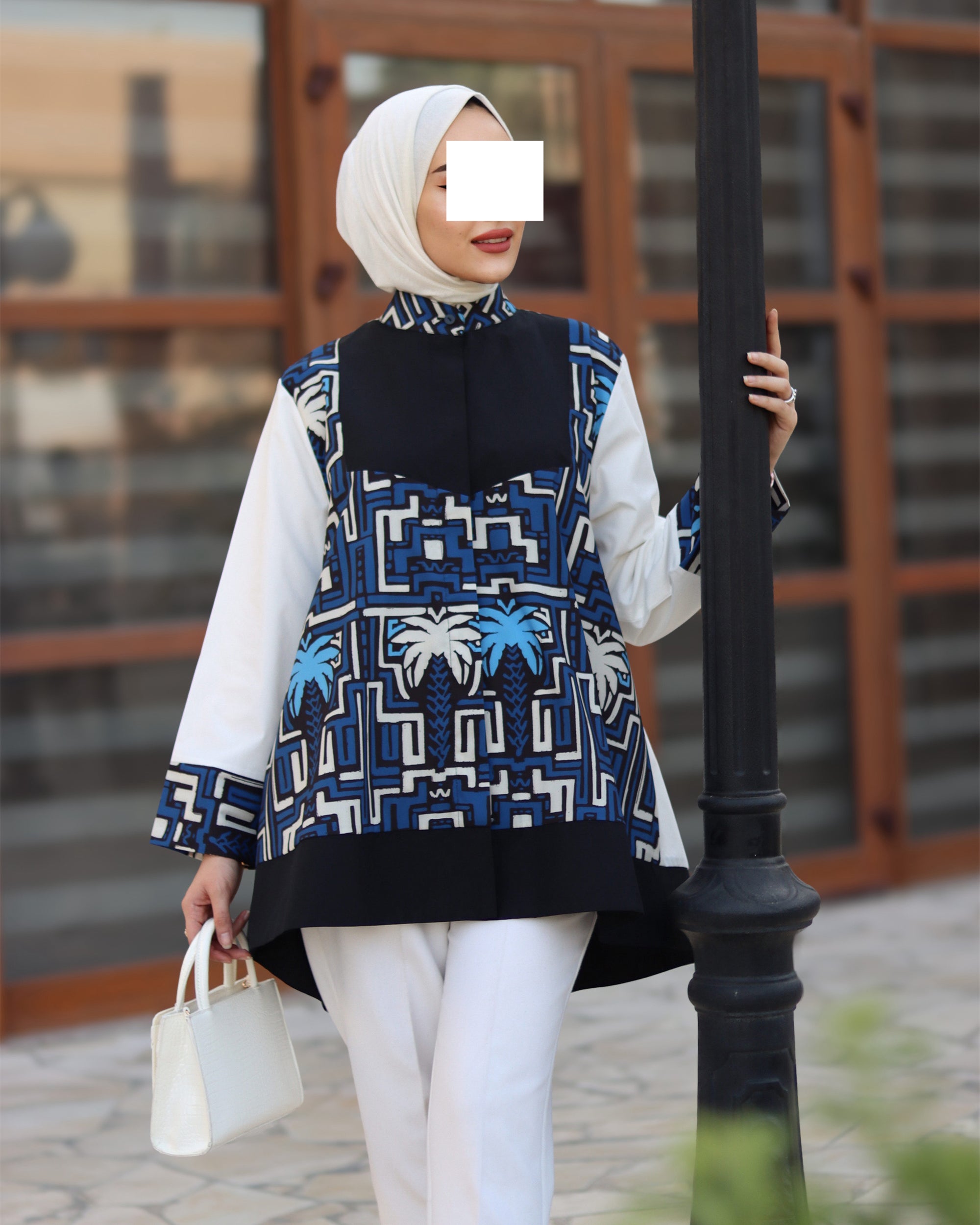 Geometric Palm Poplin Shirt
