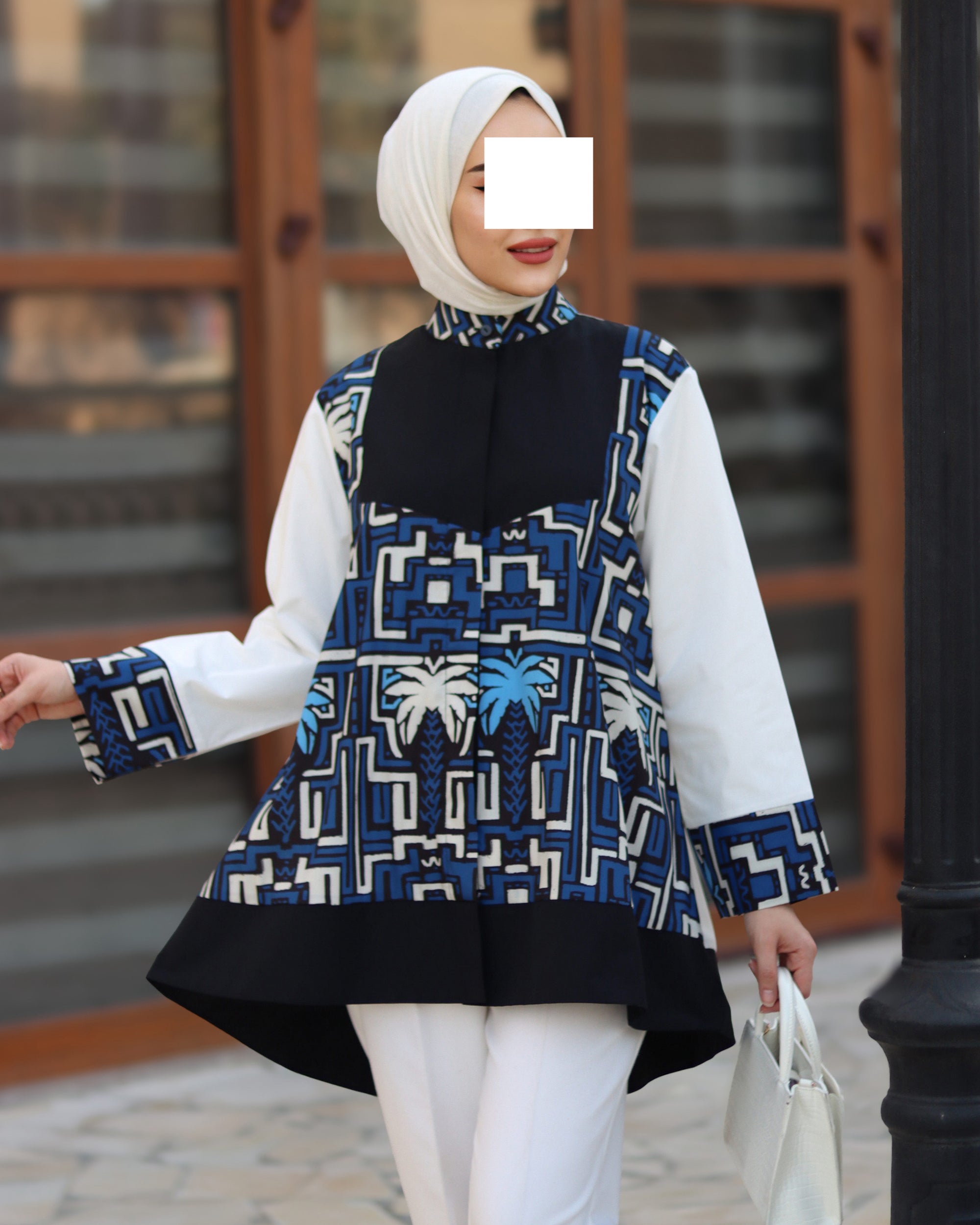 Geometric Palm Poplin Shirt