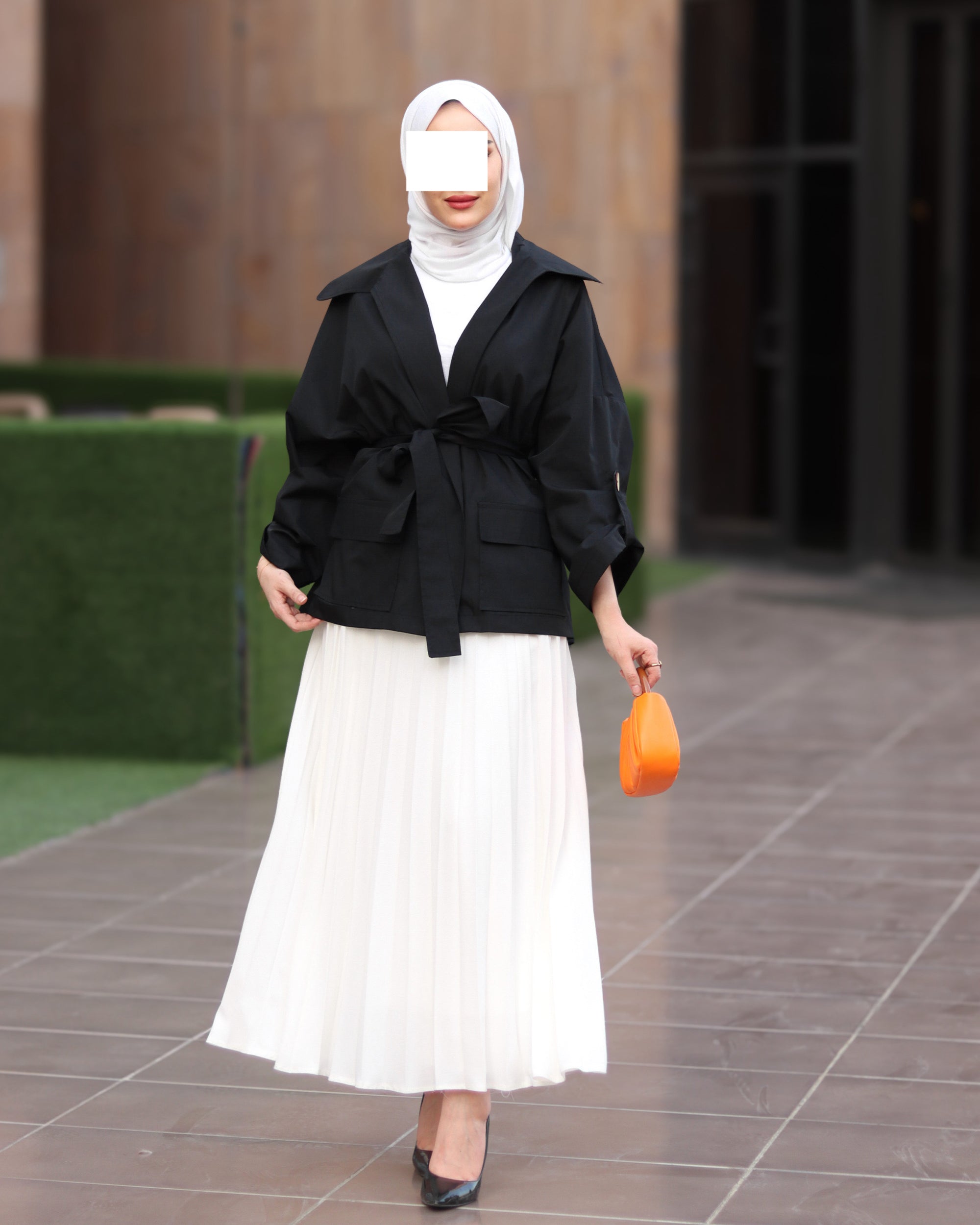Black Belted Poplin Jacket