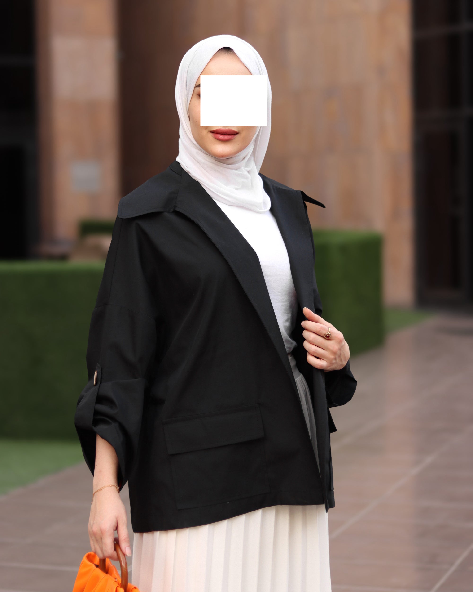 Black Belted Poplin Jacket