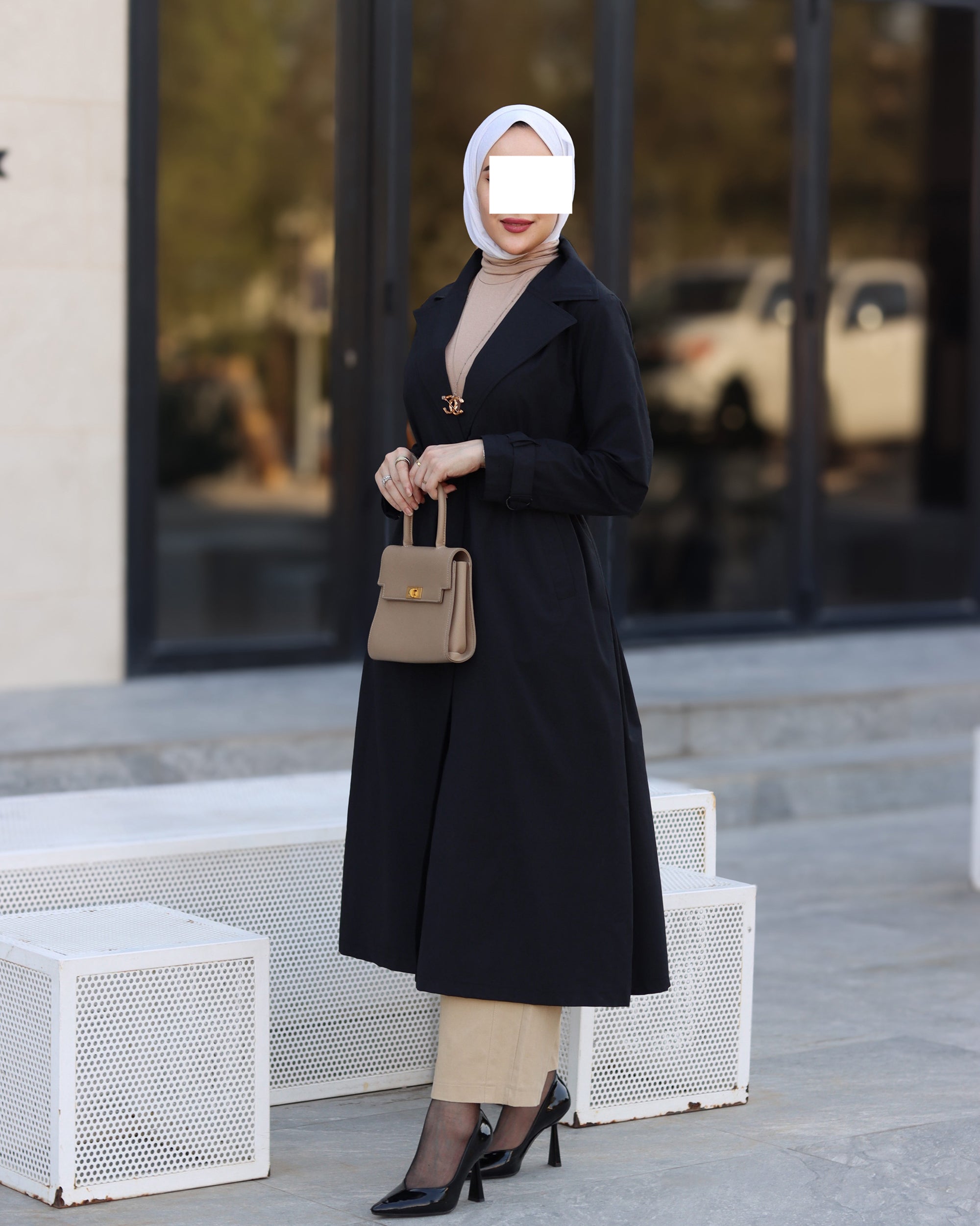 Noir Belted Gabardine Jacket