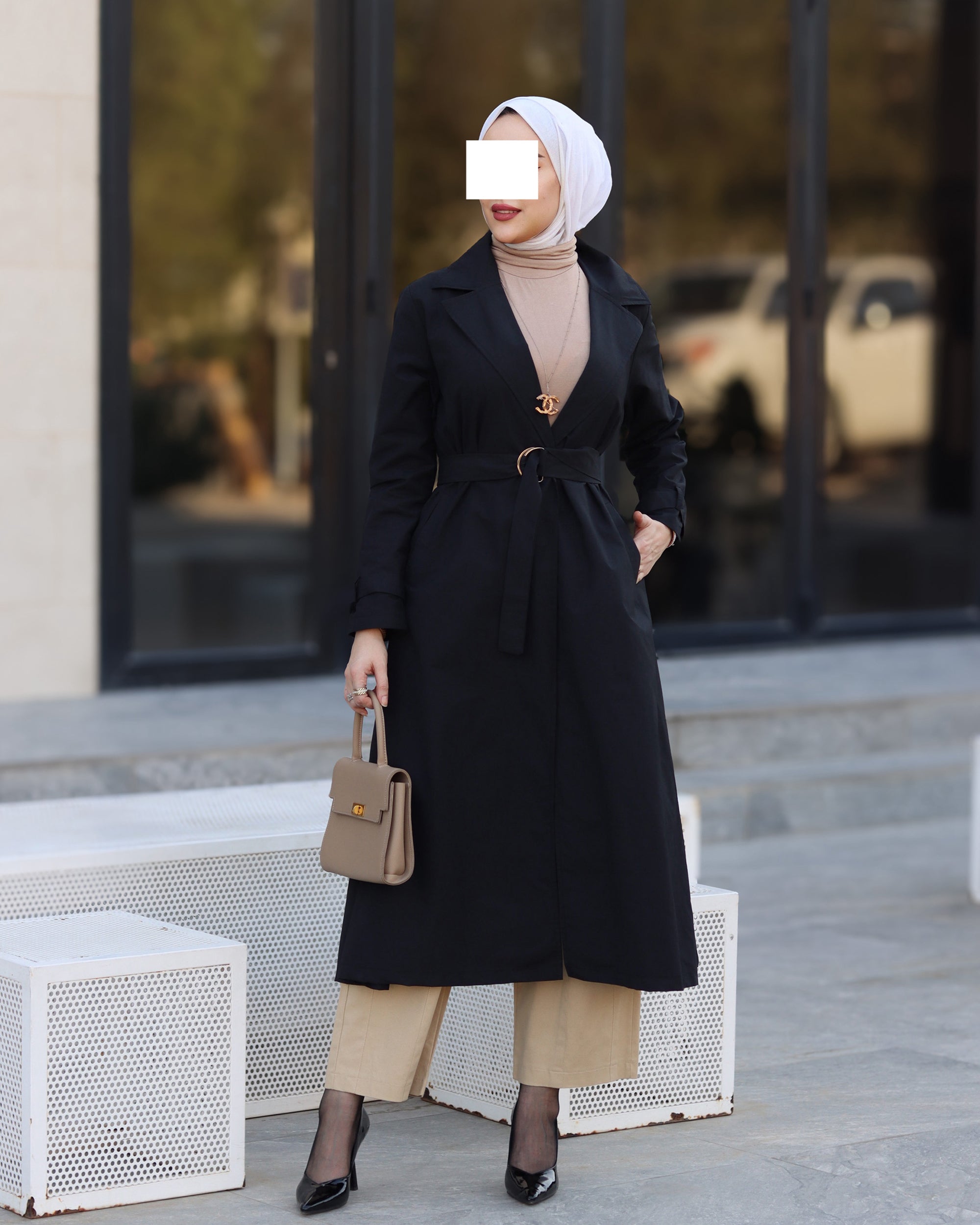 Noir Belted Gabardine Jacket