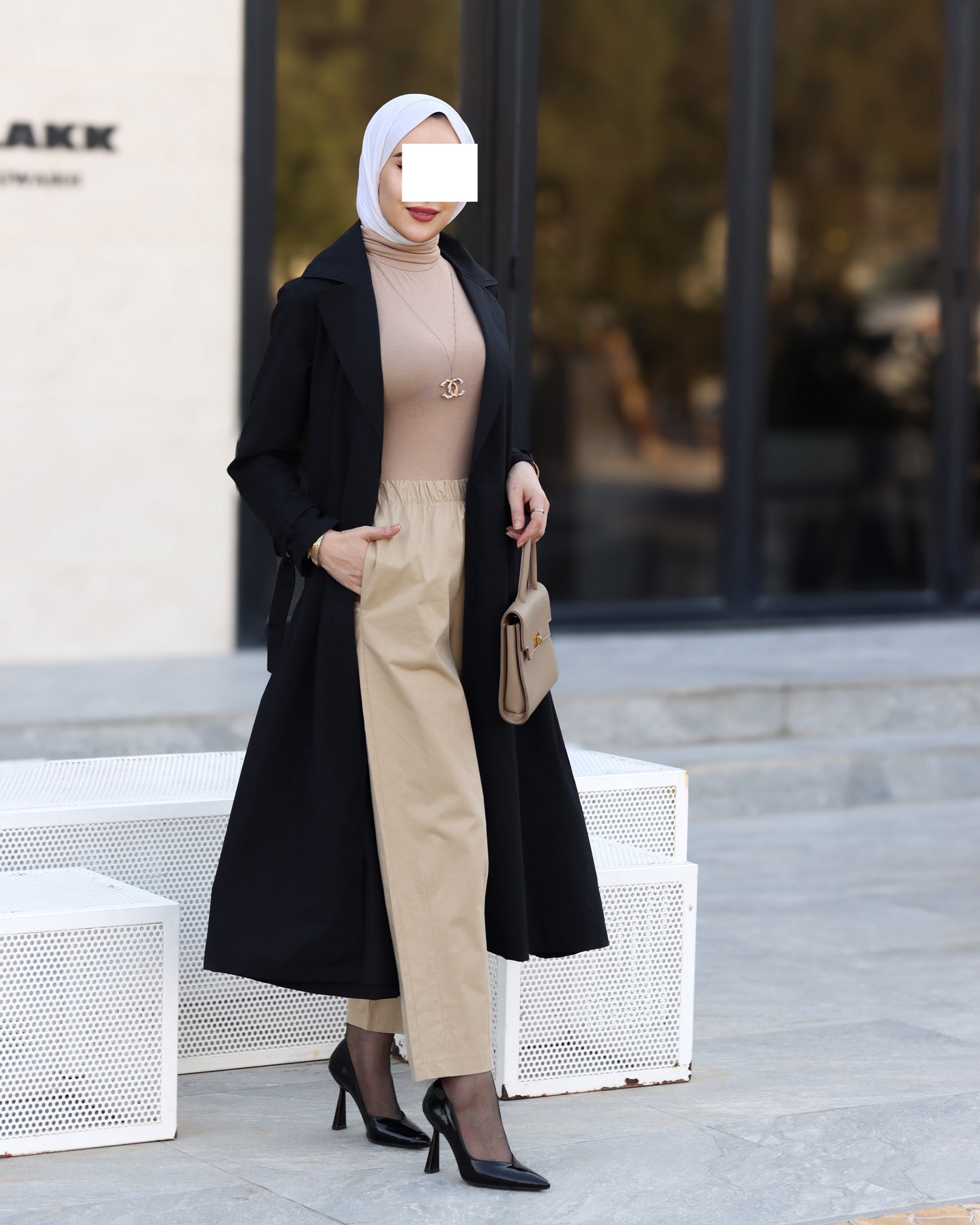 Noir Belted Gabardine Jacket
