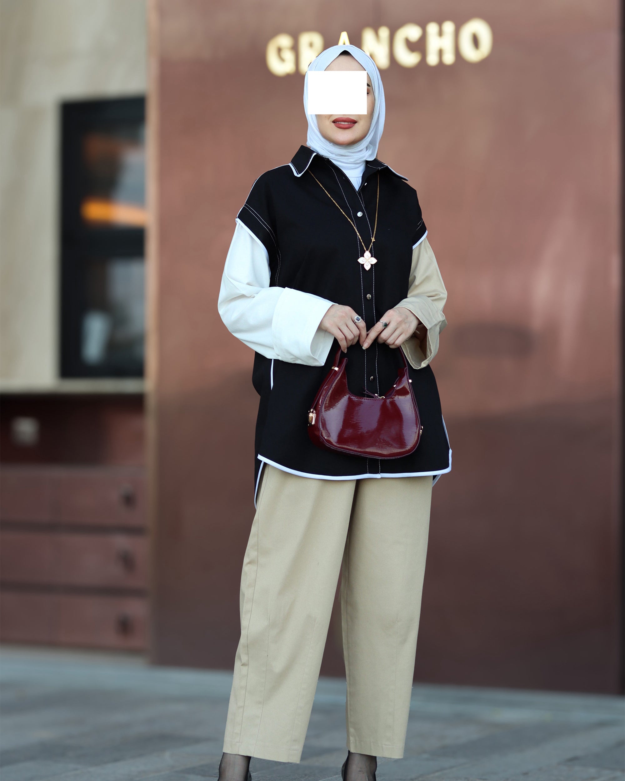 Two-Tone Gabardine Shirt