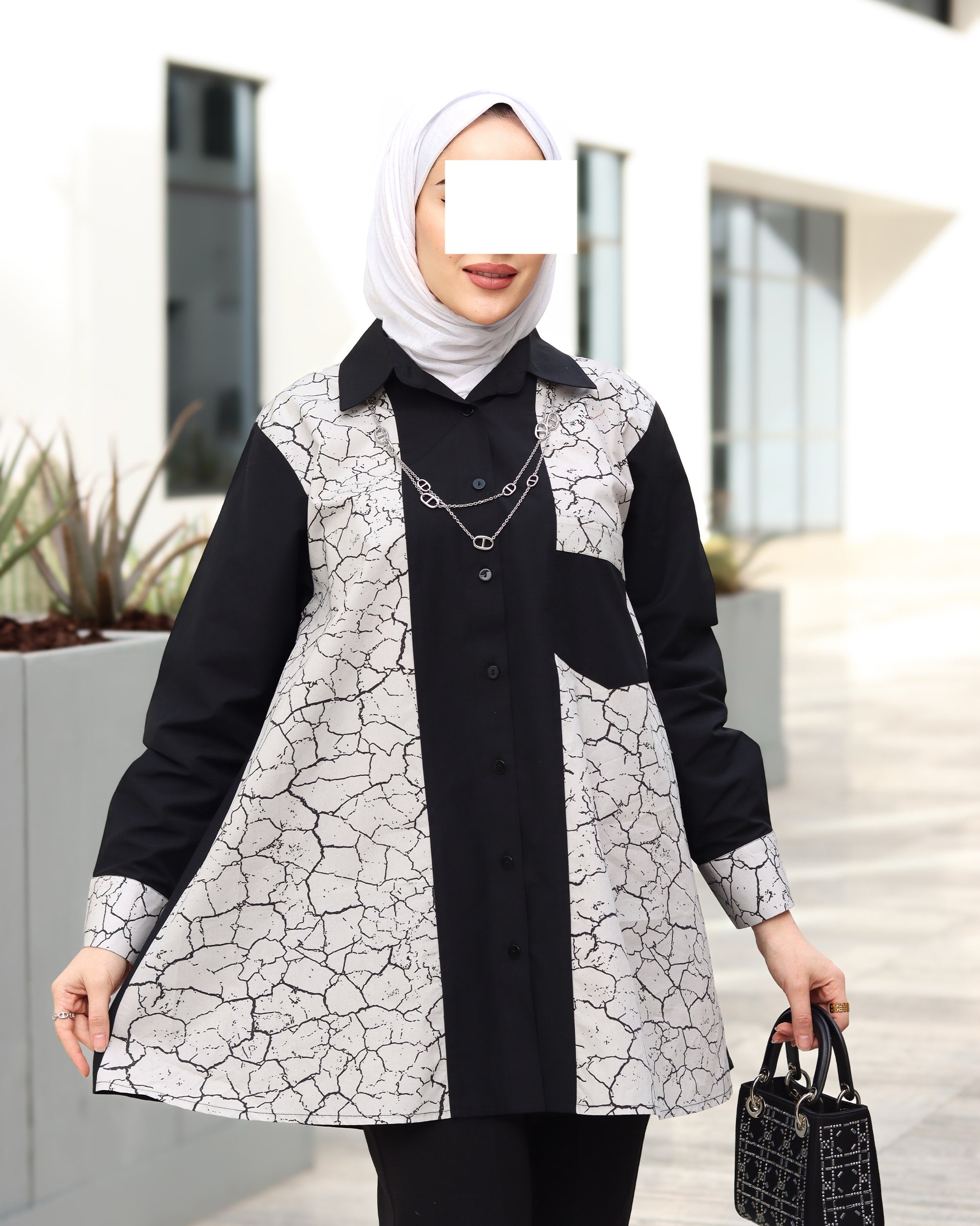 Black & White Poplin Shirt