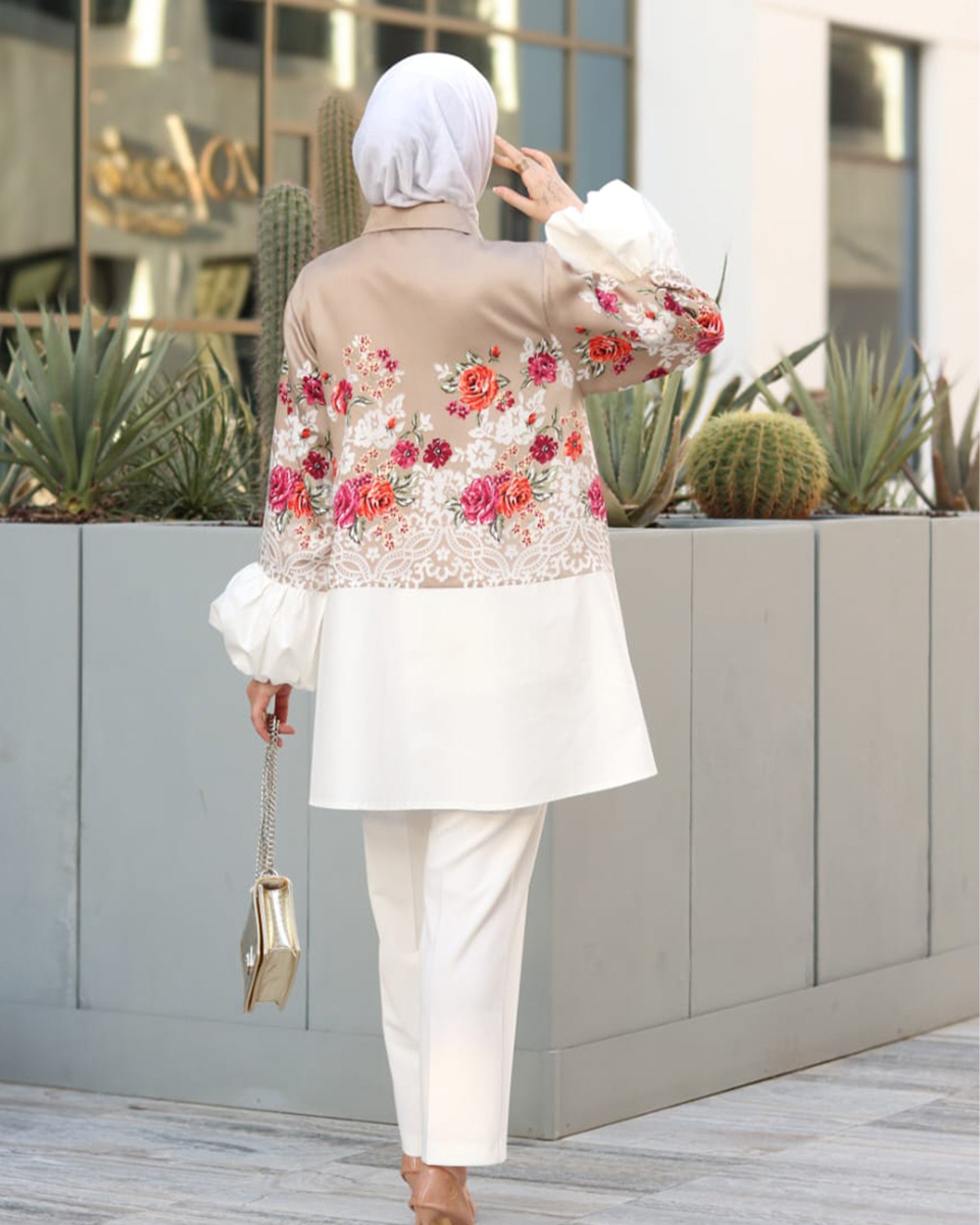 Beige Floral Shirt
