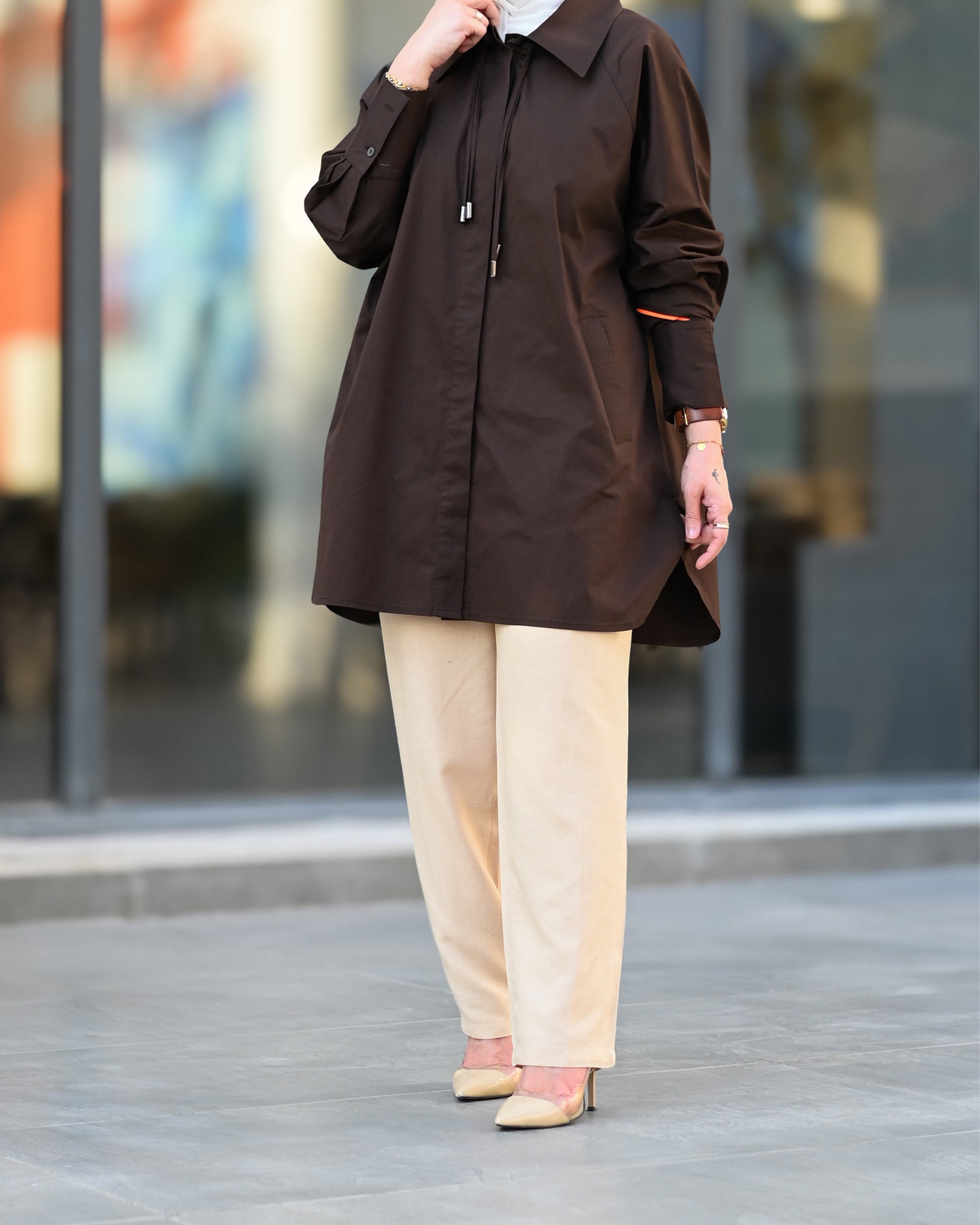 Straight Cut Linen Beige Pants
