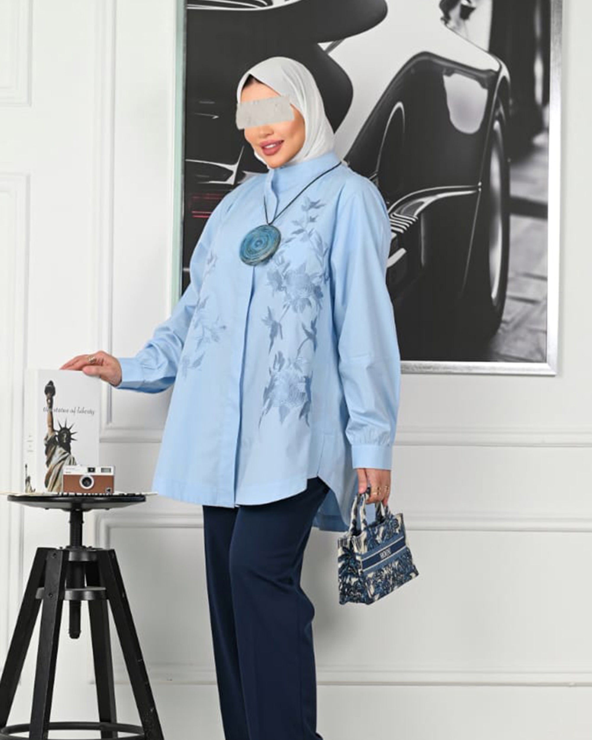 Azure Bloom Poplin Shirt