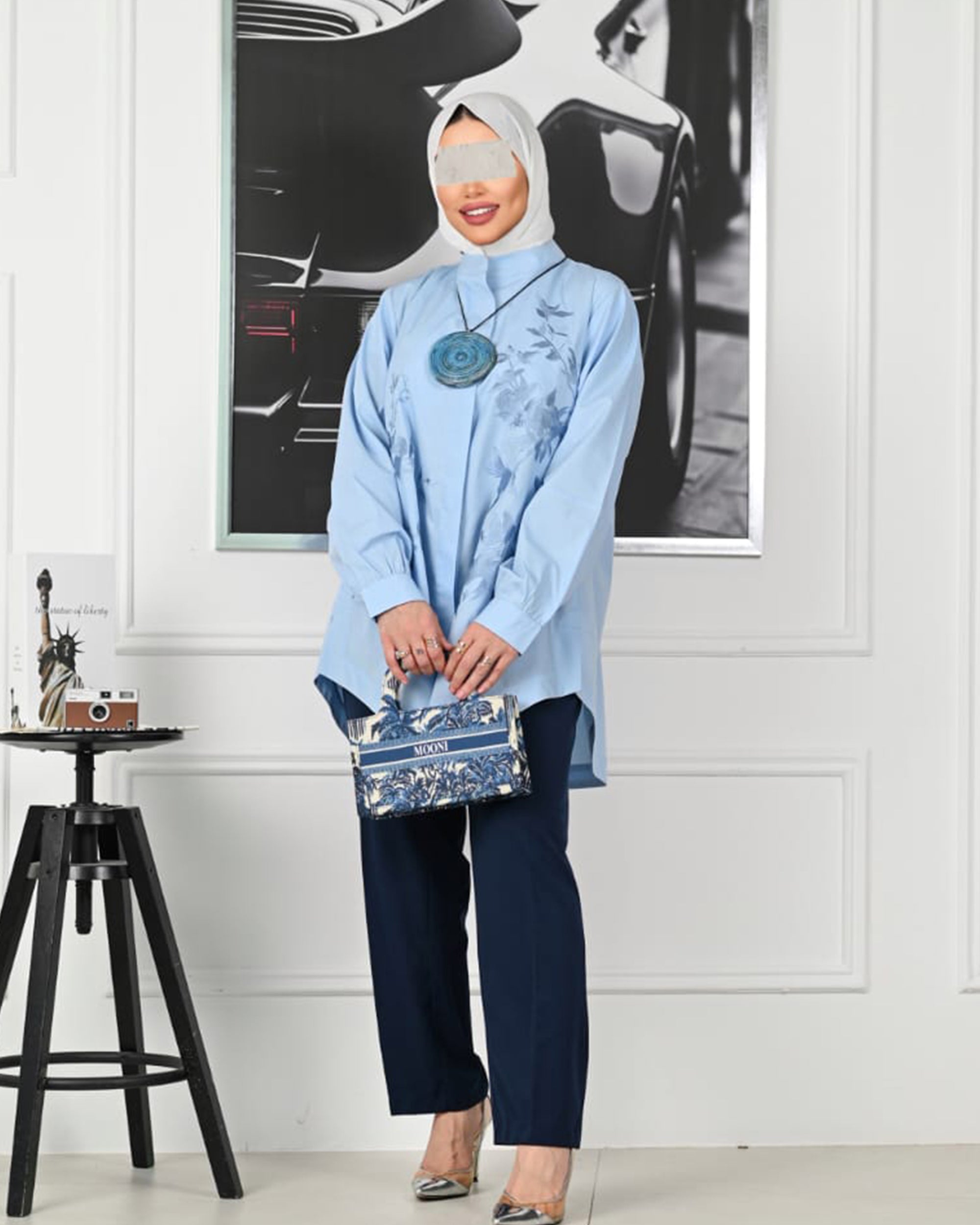Azure Bloom Poplin Shirt