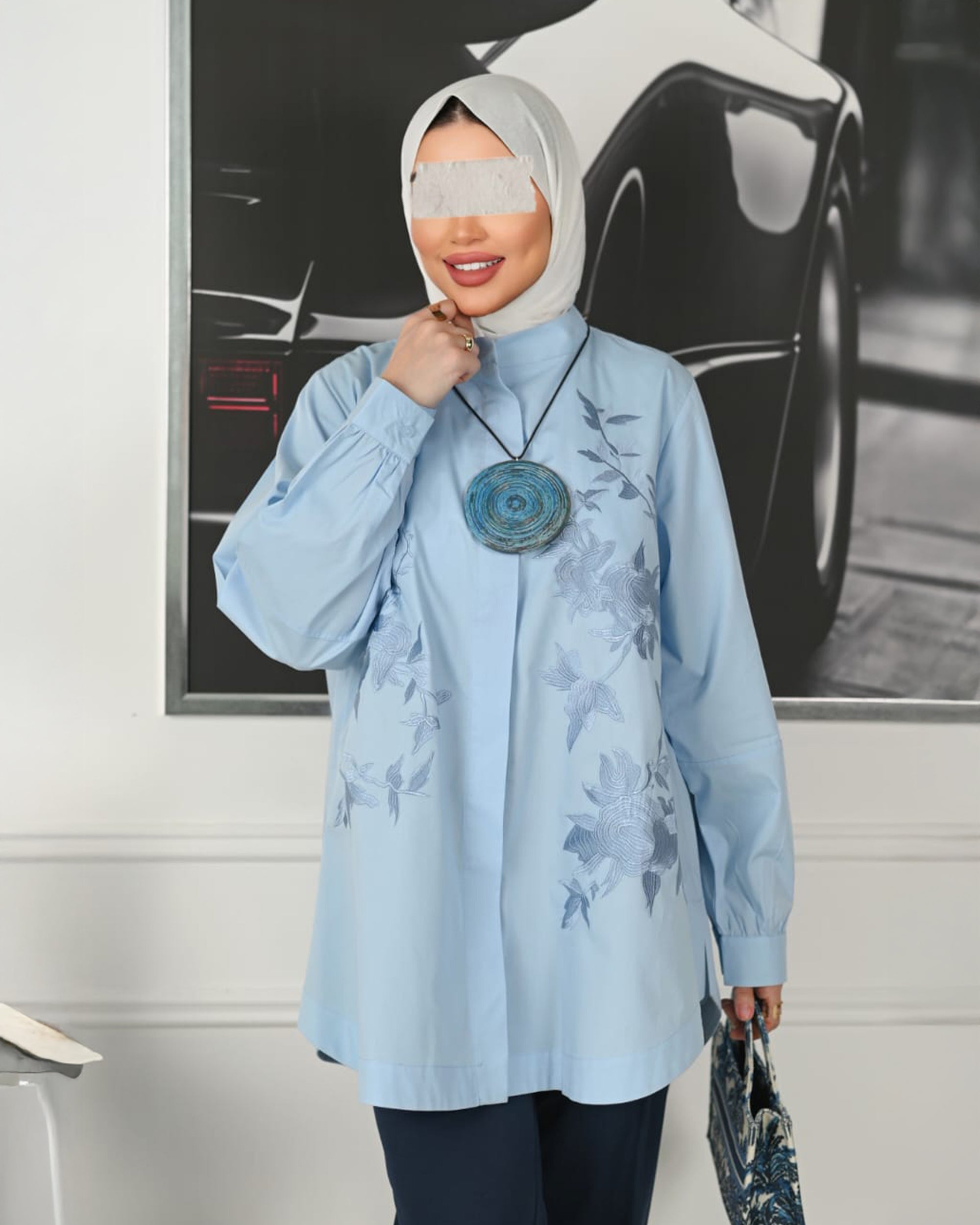 Azure Bloom Poplin Shirt