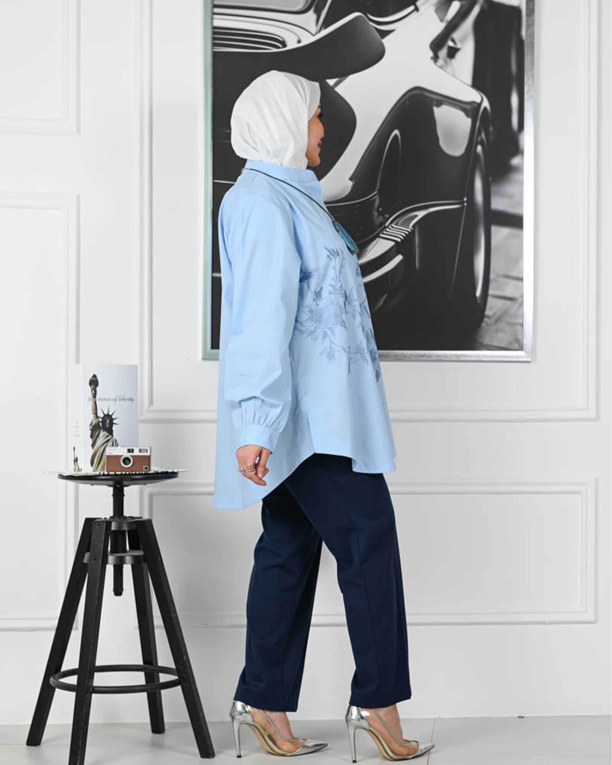 Azure Bloom Poplin Shirt