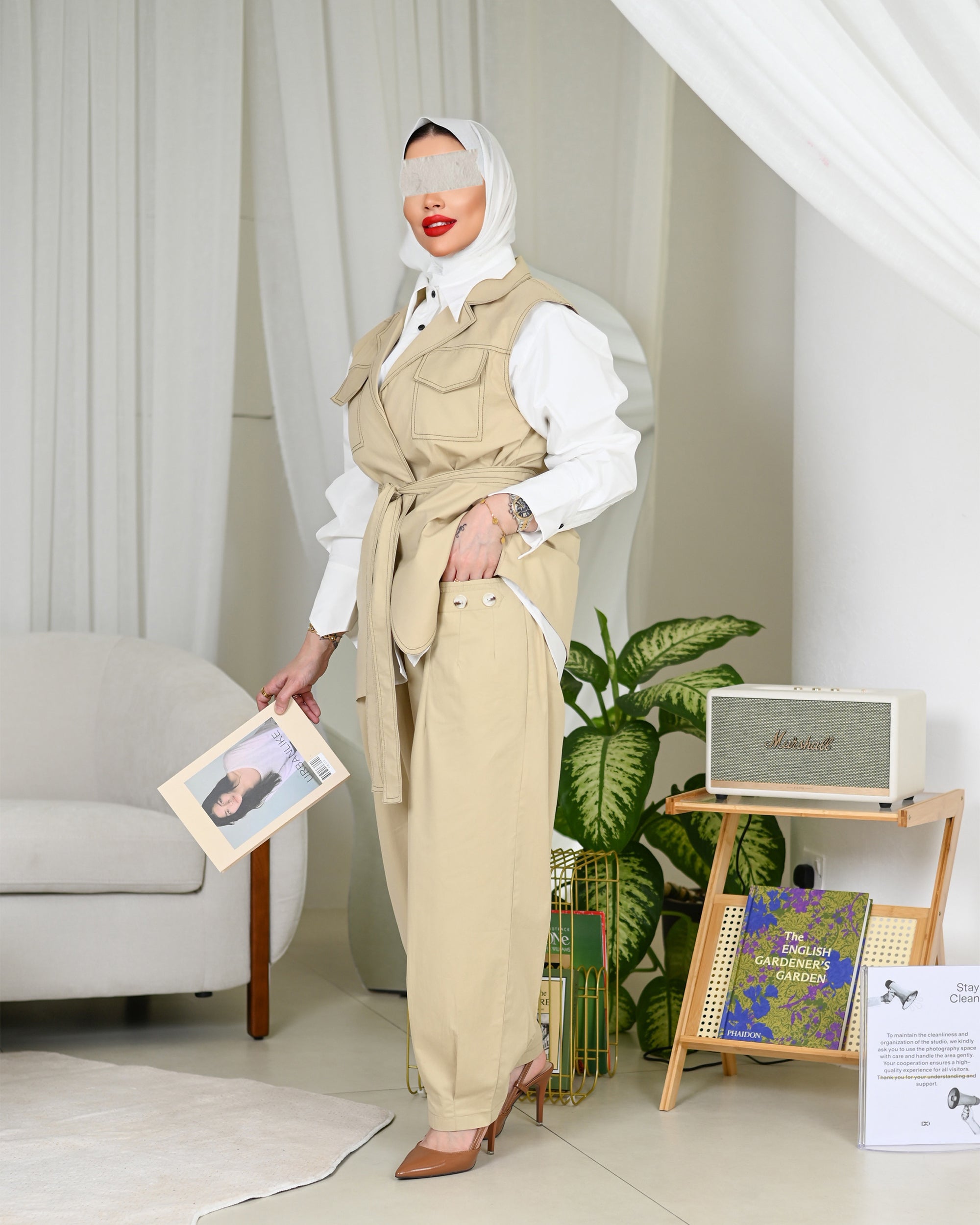 Sand Beige Gabardine Vest