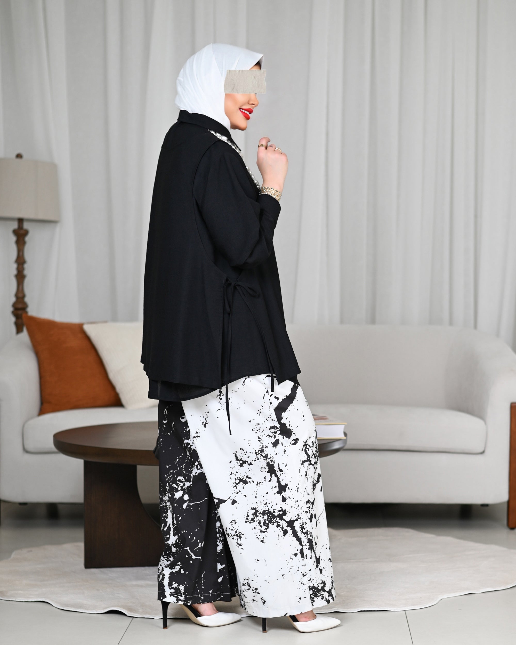 Black Cascade Linen Shirt