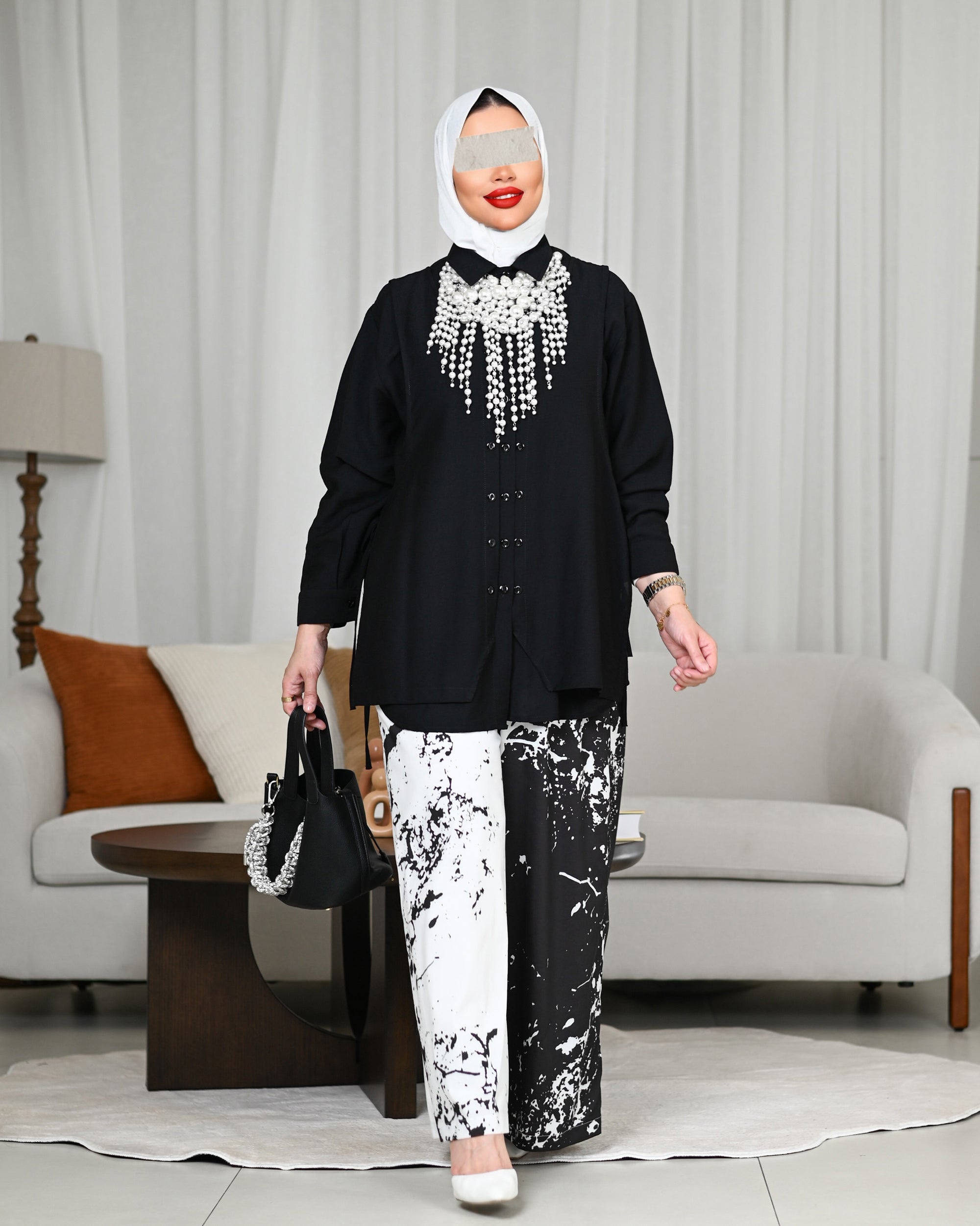 Black Cascade Linen Shirt