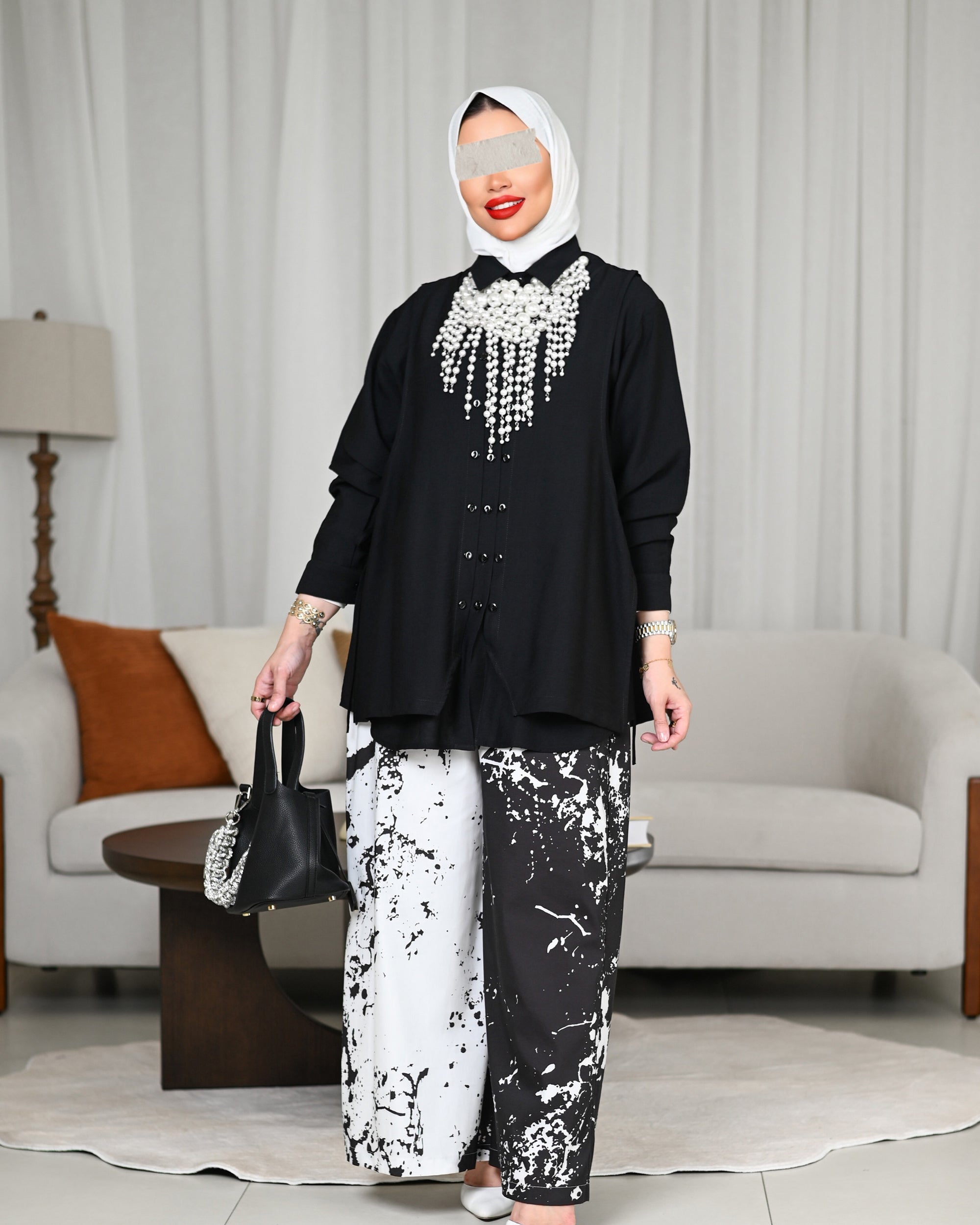 Black Cascade Linen Shirt