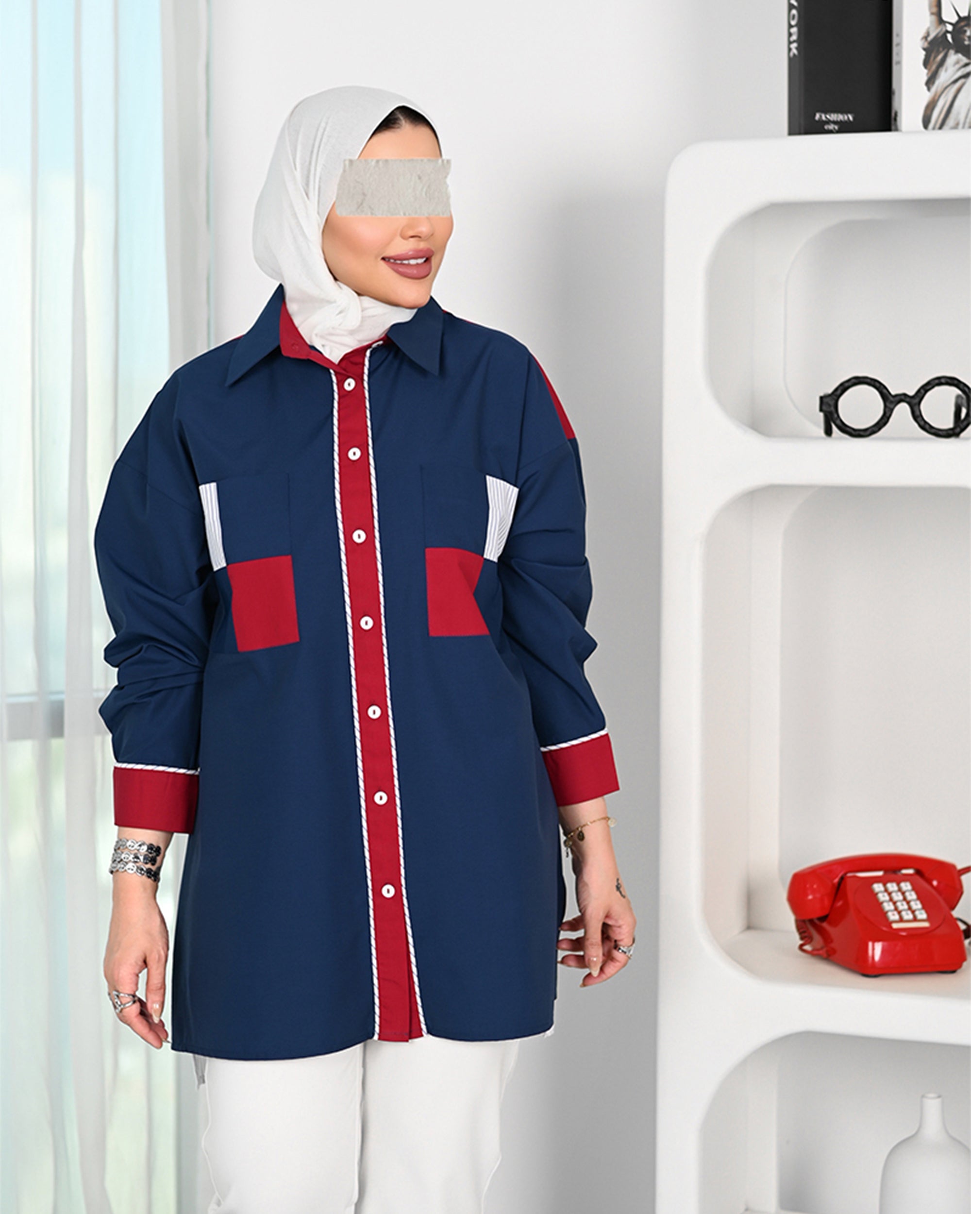 Patchwork Contrast Poplin Shirt