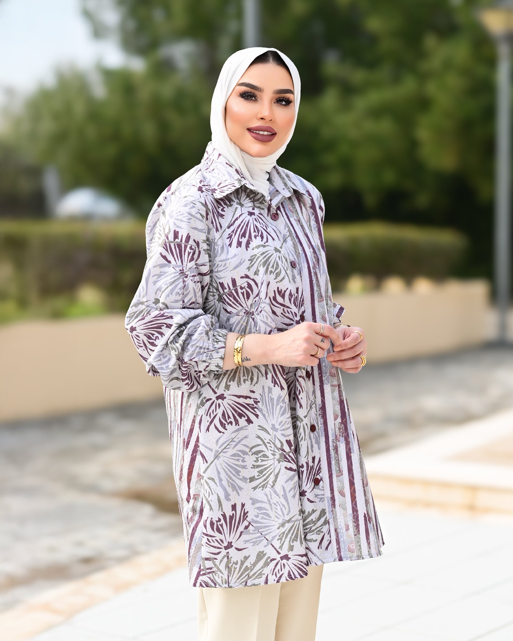 Classic Jacquard Shirt – Mauve Grey